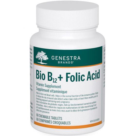 Genestra Bio B12 + Folic Acid 60 Chewable Tablets - Vegan Energy & Metabolism Support Supplement for Adults - Perfect for Daily Wellness & Active Lifestyles
