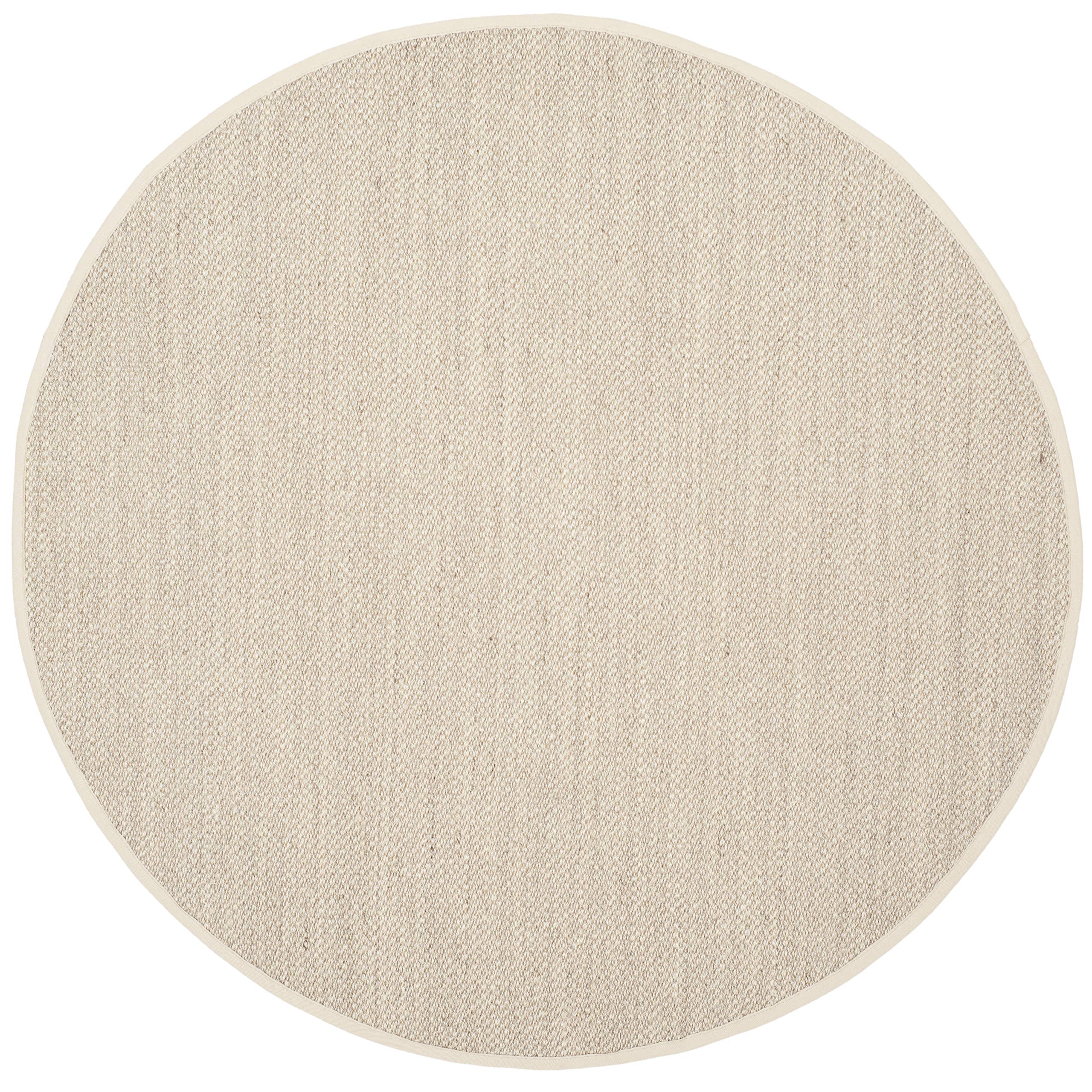SAFAVIEH Natural Fiber Collection 8' Round Area Rug - Marble & Beige Sisal Border Design, Easy Care, Durable for High Traffic Areas | Perfect for Living Room, Bedroom, Dining Room & Home Office Decor