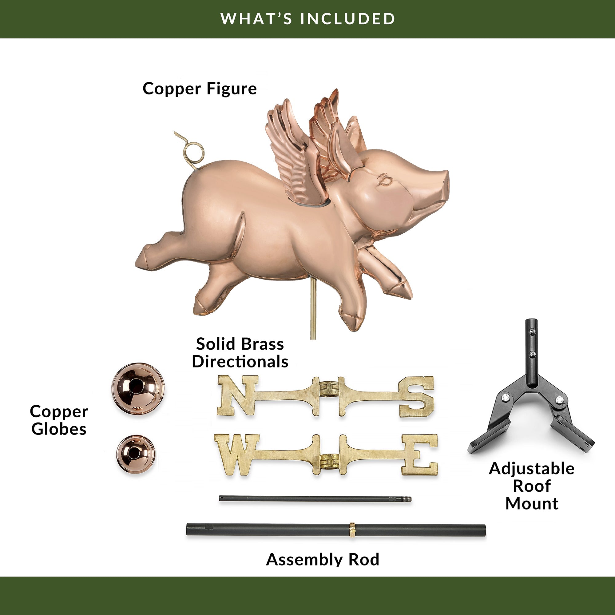 Flying Pig Weathervane - Whimsical Outdoor Garden Decor for Unique Home & Farmhouse Style | Perfect for Roof, Yard, and Patio Decoration
