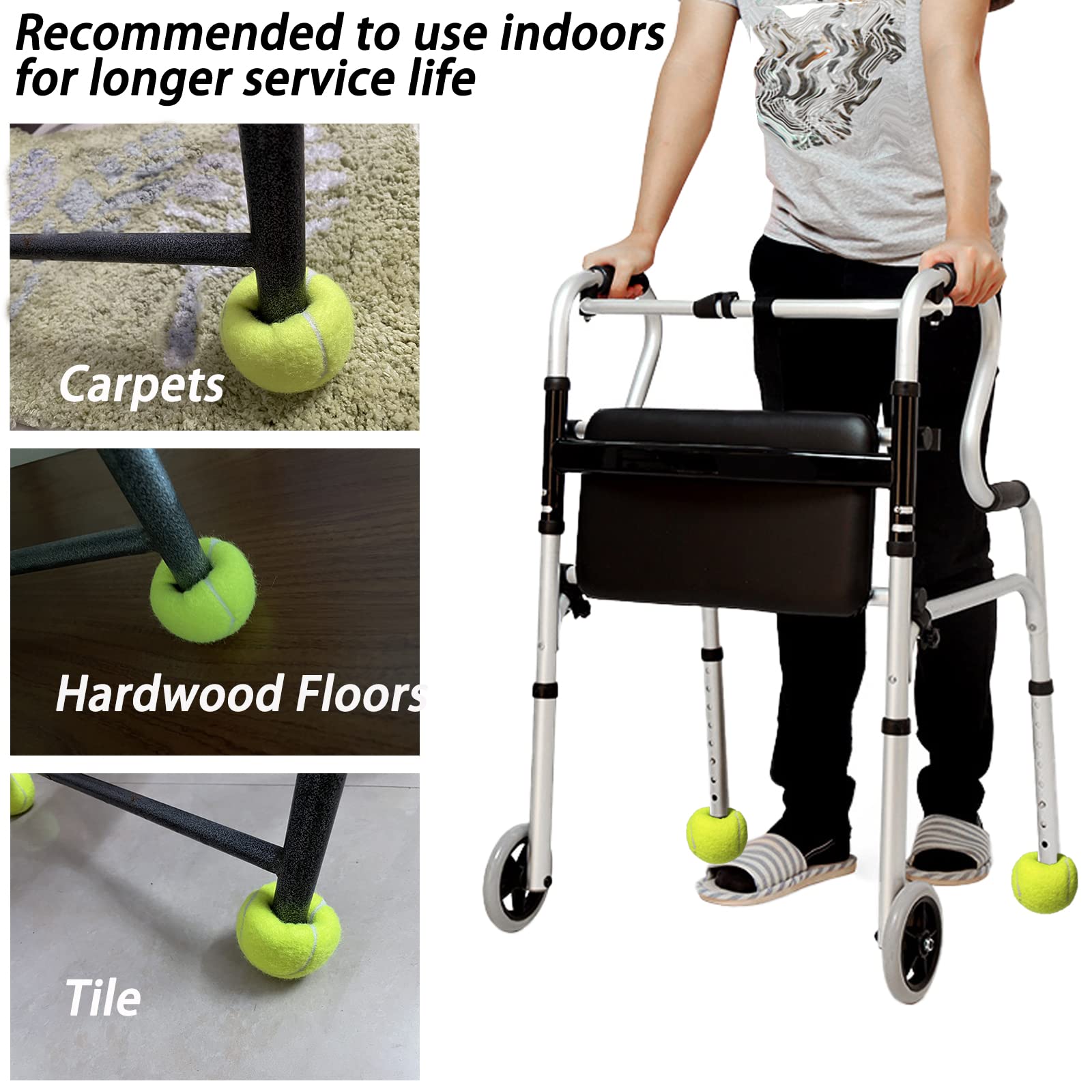 **Pre-Cut Walker Tennis Ball Glides - 4 Pack Heavy Duty Universal Walker Leg Caps with 2 Inch Precut Opening for Easy Installation (Blue) - Ideal for Seniors, Mobility Aid, and Walker Stability on Hard Floors**