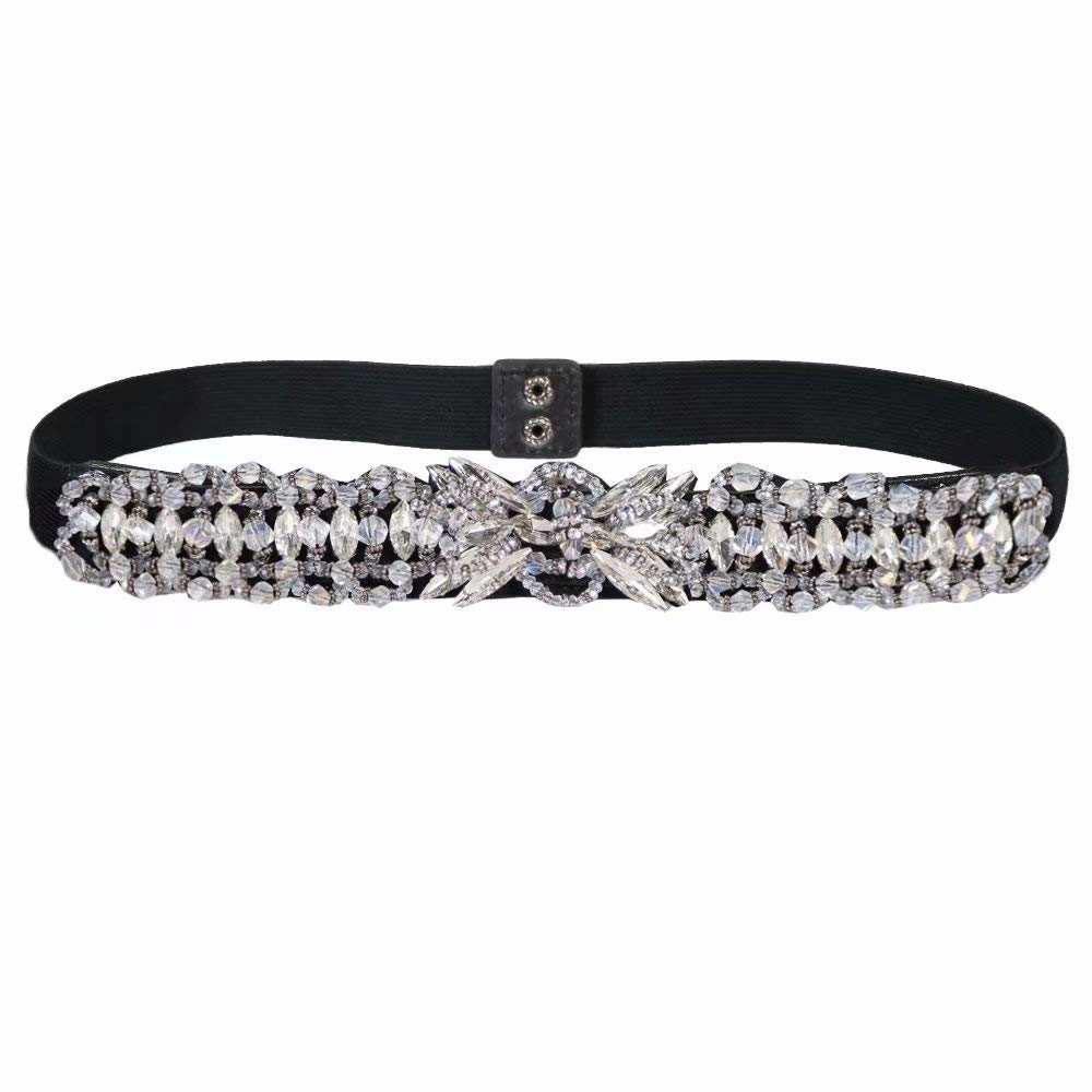 Stylish Dorchid Women's Beaded Elastic Stretch Skinny Thin Belt for Party Dresses - Perfect Accessory for Cocktail Parties, Weddings & Evening Events