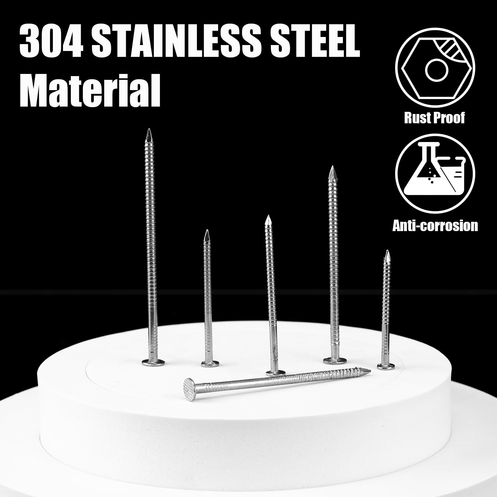 Tandefio 2 lb Box 304 Stainless Steel Siding Nails - 1-3/4 Inch Rust-Resistant Roofing & Slating Nails for Redwood, Cedar Wood, Decking & Roofing - Perfect for Outdoor Construction, Fencing & Home Renovation Projects
