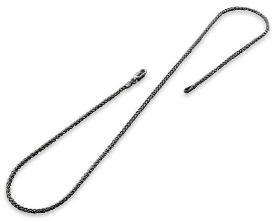 1.8MM Black Rhodium Plated Sterling Silver Spiga Chain Bracelet for Women - Perfect for Everyday Wear, Gift Giving & Special Occasions