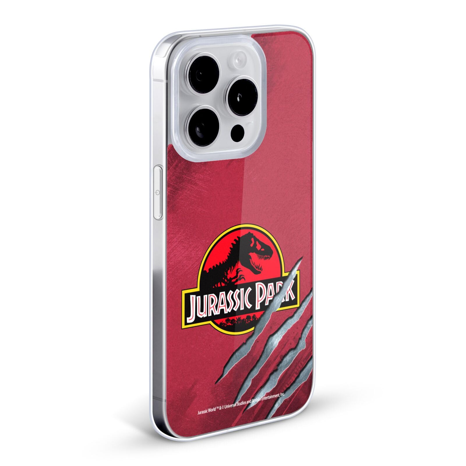 Officially Licensed Jurassic Park Red Claw Logo Soft Gel Phone Case for Apple iPhone 13 Pro Max - Durable Protection with Stylish Design, Perfect for Movie Fans and Everyday Use