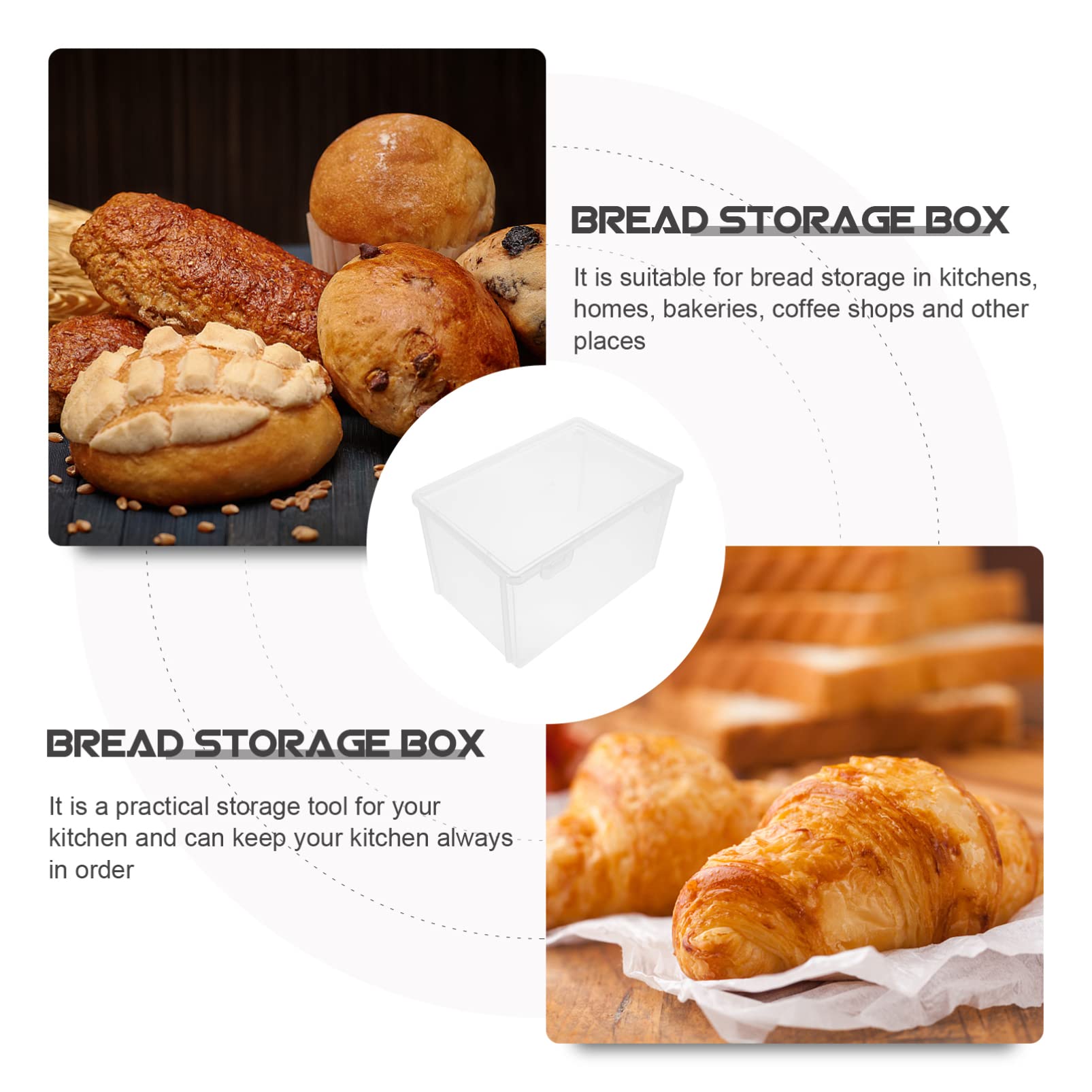 Clear Plastic Bread Storage Box for Kitchen Countertop - 8.37x5.78x5 inch Airtight Bread Keeper Container for Homemade Bread, Toast & Bakery Loaves - Perfect for Refrigerator Storage & Fresh Bread Organization