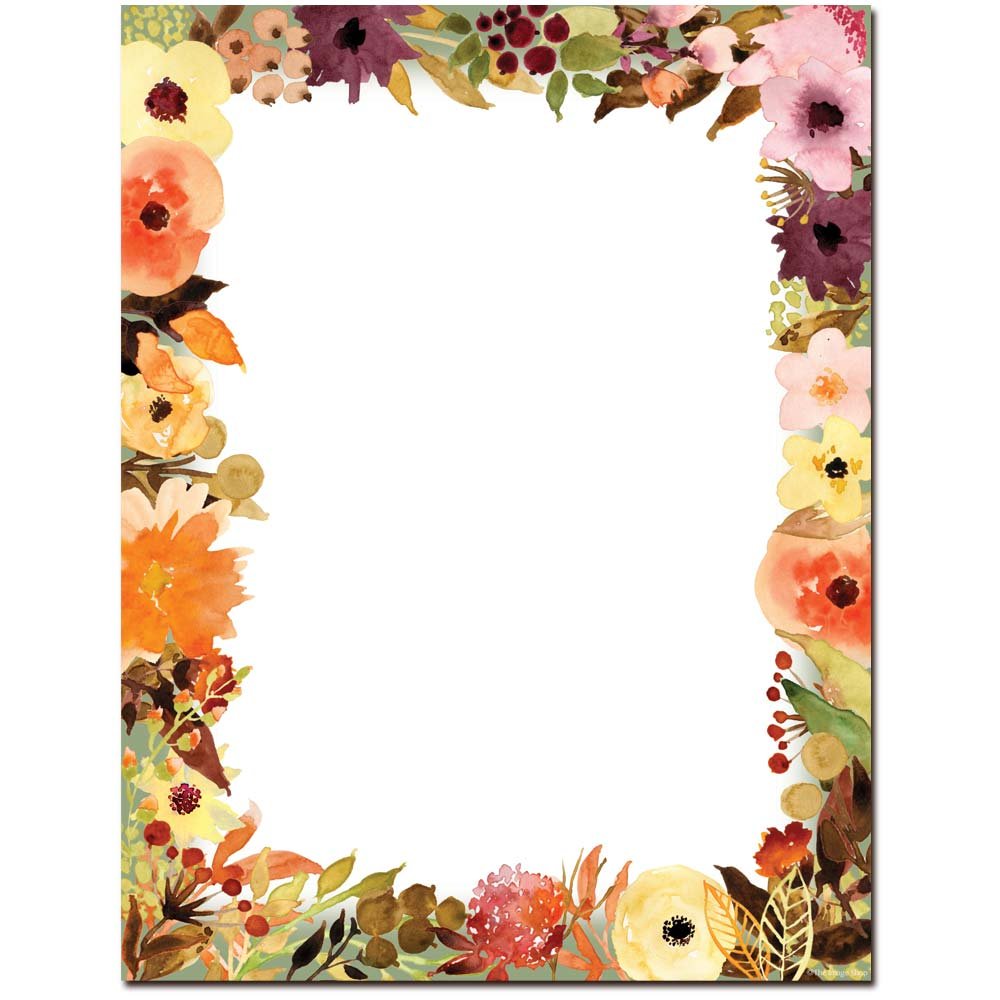 Premium Fall Floral Letterhead Paper - 100 Sheets for Laser & Inkjet Printers | Seasonal Stationery for Autumn Invitations, Thank You Cards & Home Office Decor