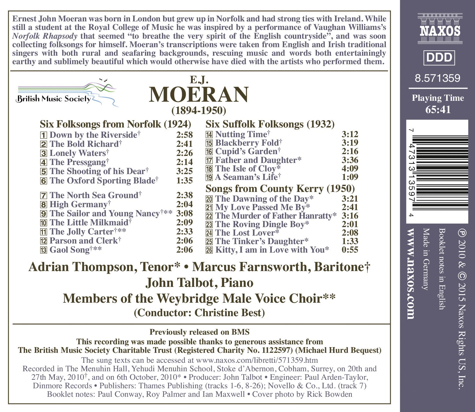 Moeran: Complete Solo Folksong Arrangements Sheet Music Book for Piano & Voice | Perfect for Performances, Recitals & Music Study