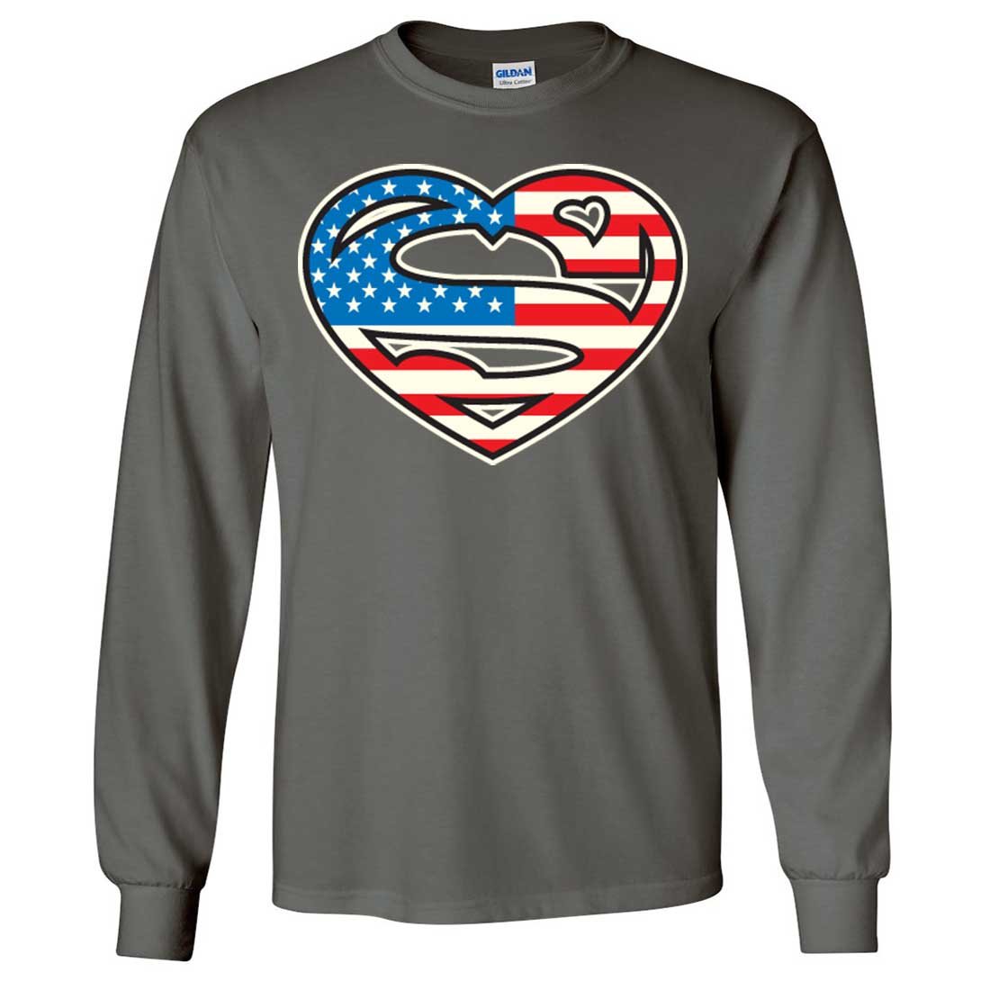Super American Girl Heart Print Long Sleeve T-Shirt | Cute Graphic Tee for Girls | Perfect for School, Parties & Casual Wear