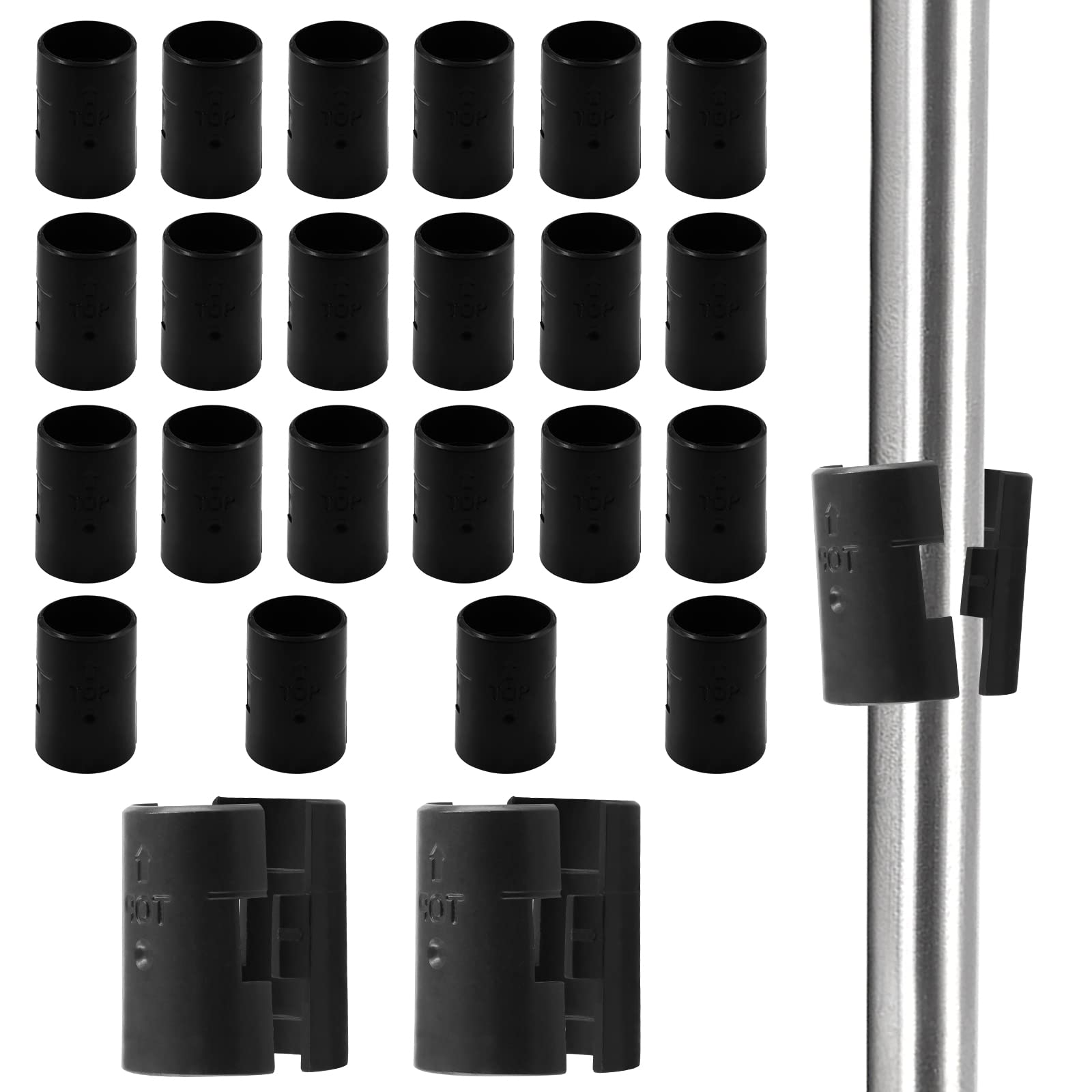 50 Pack 1 Inch Black Plastic Wire Shelving Shelf Lock Clips - Replacement Sleeve Clips for Metal, Wood, and Wire Shelving Poles (25 Pairs) - Perfect for Garage Storage, Closet Organization, and Retail Display Racks