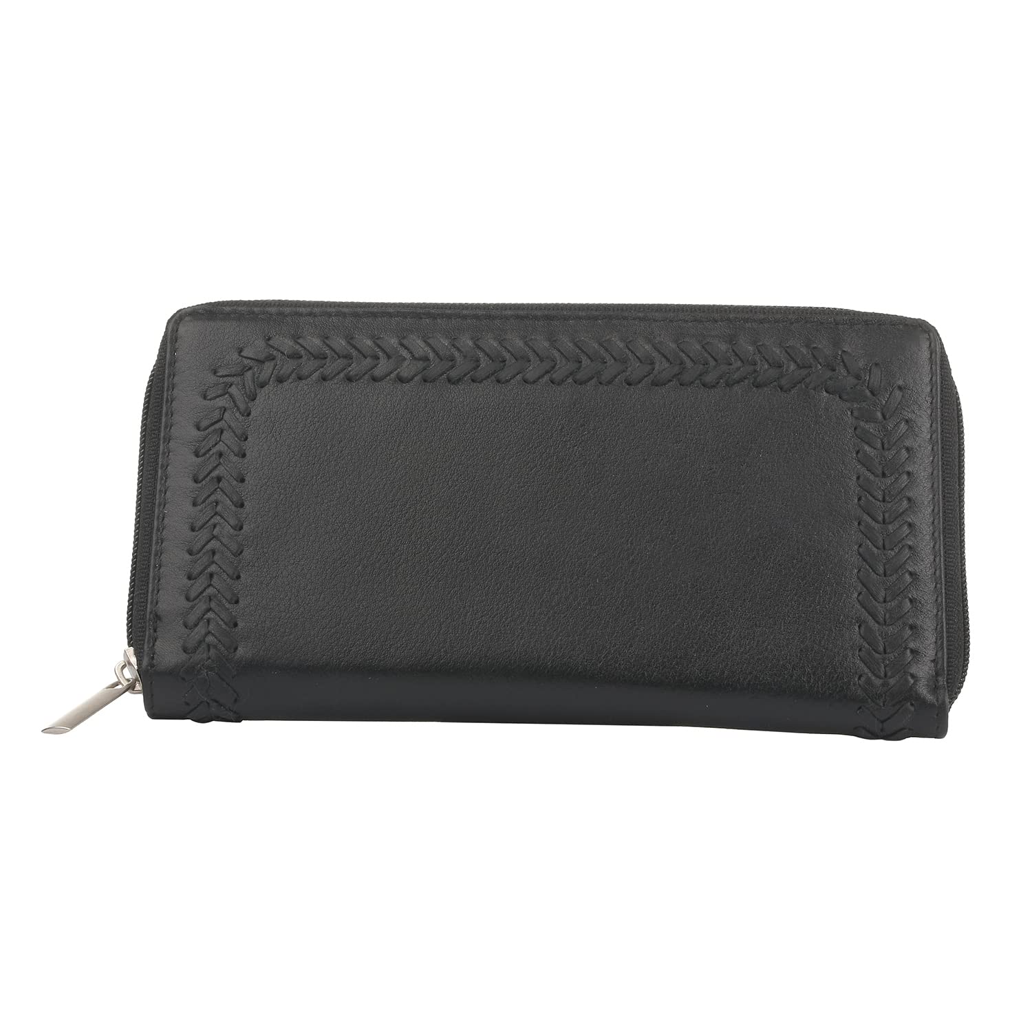 Genuine Black Leather RFID Blocking Wallet for Women - Handcrafted Zipper Closure Money & Card Holder - Perfect for Travel, Work, and Everyday Use