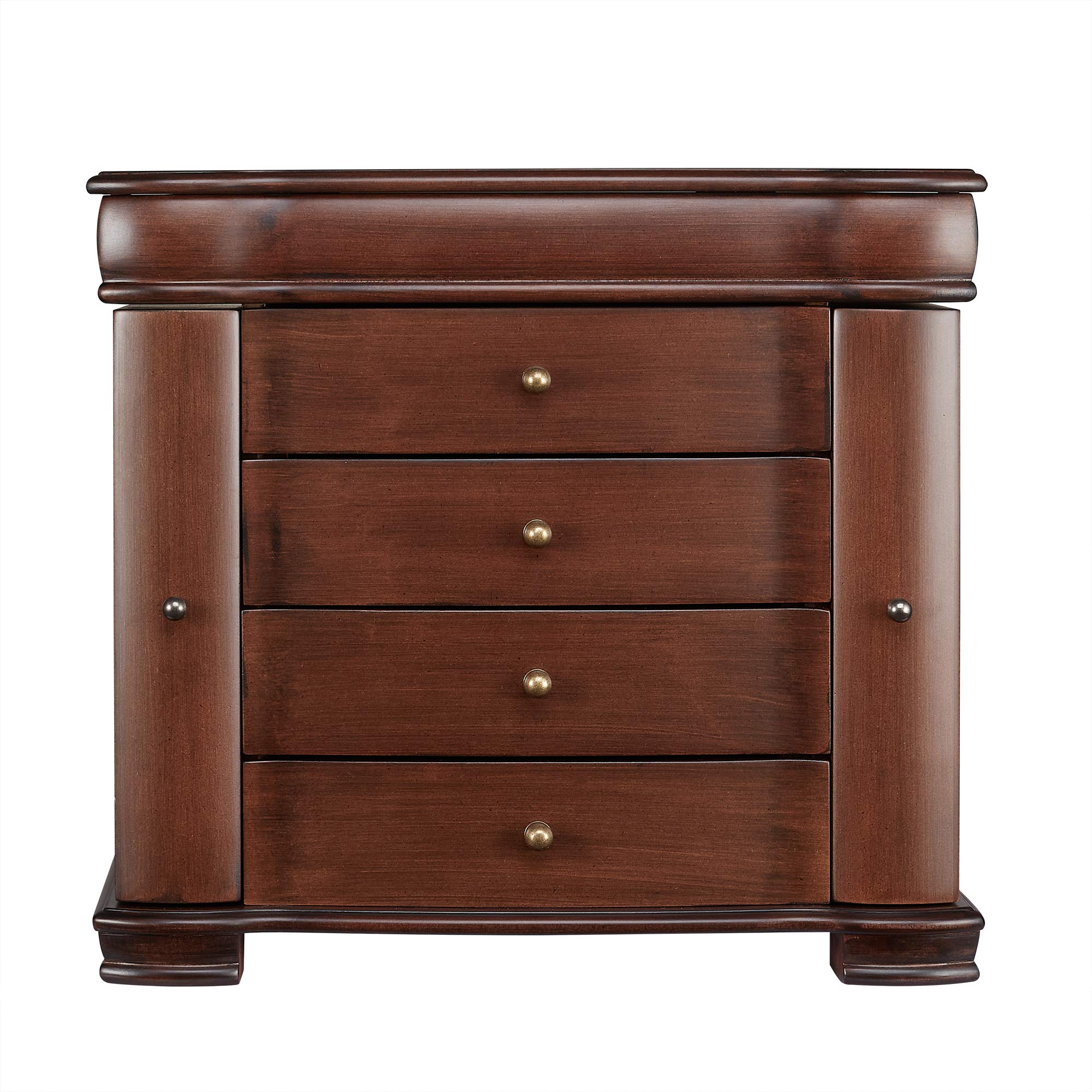 Large Brushed Brown Jewelry Box - Elegant Wooden Storage for Necklaces, Rings & Earrings - Perfect for Bedroom Dresser, Vanity Organizer & Gift Giving