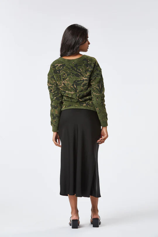 Evelyn Black Midi Skirt for Women - Elegant High Waist Flowy Skirt for Office, Party & Casual Wear