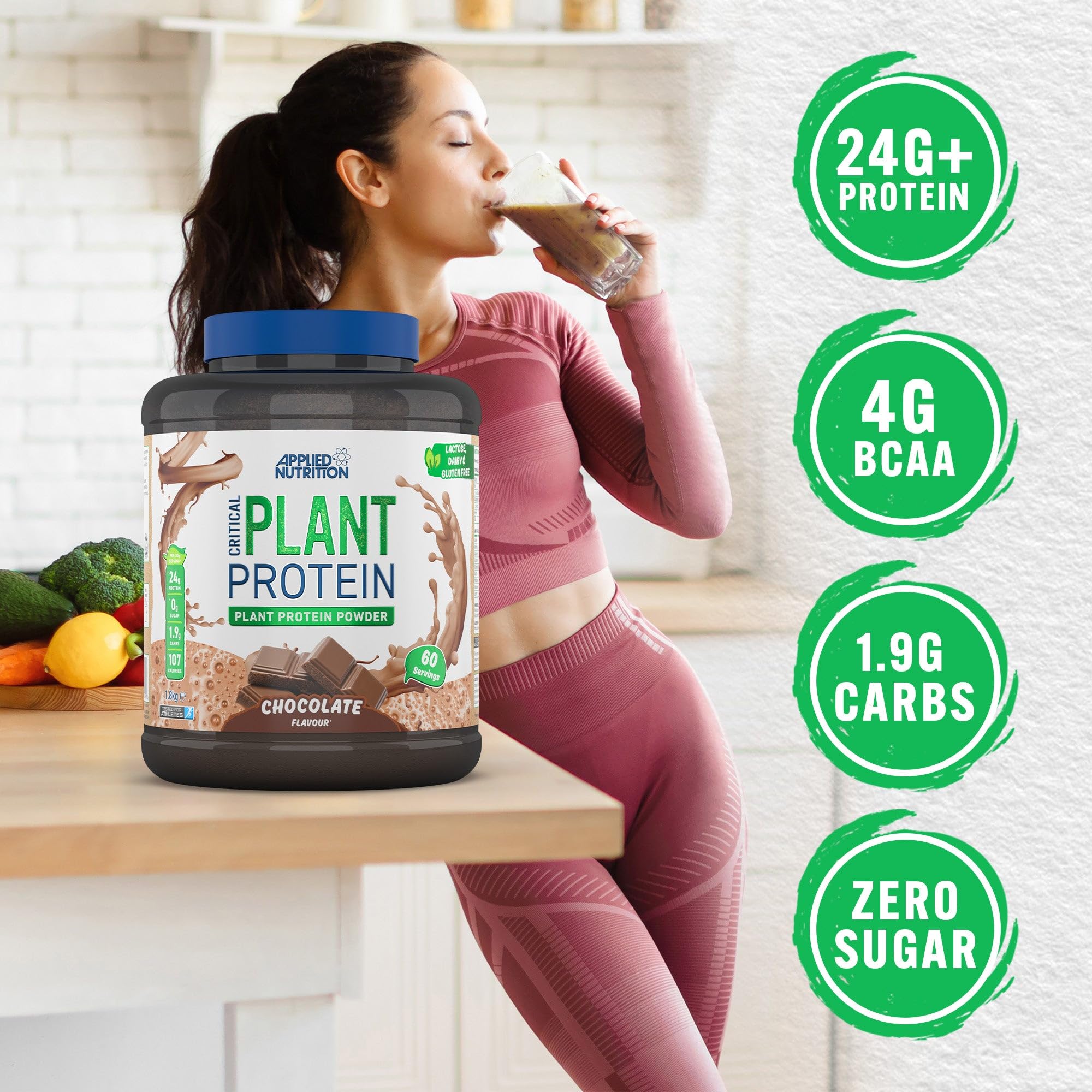 Applied Nutrition Critical Plant Protein Powder 1.8kg (4 lbs) - Vegan Plant-Based Protein Supplement for Muscle Recovery & Weight Management - Perfect for Post-Workout Shakes & Healthy Smoothies