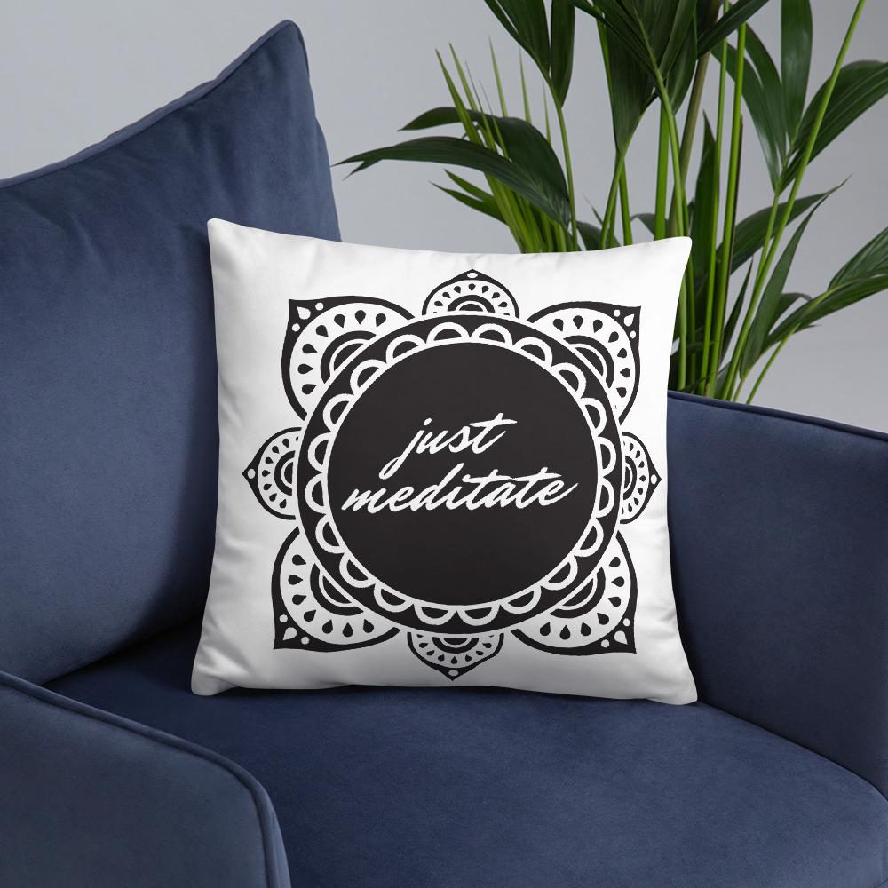 JUST MEDITATE Meditation Pillow - Premium Zafu Cushion for Yoga, Zen, Mindfulness & Relaxation - Perfect for Home, Studio, or Outdoor Meditation Practice