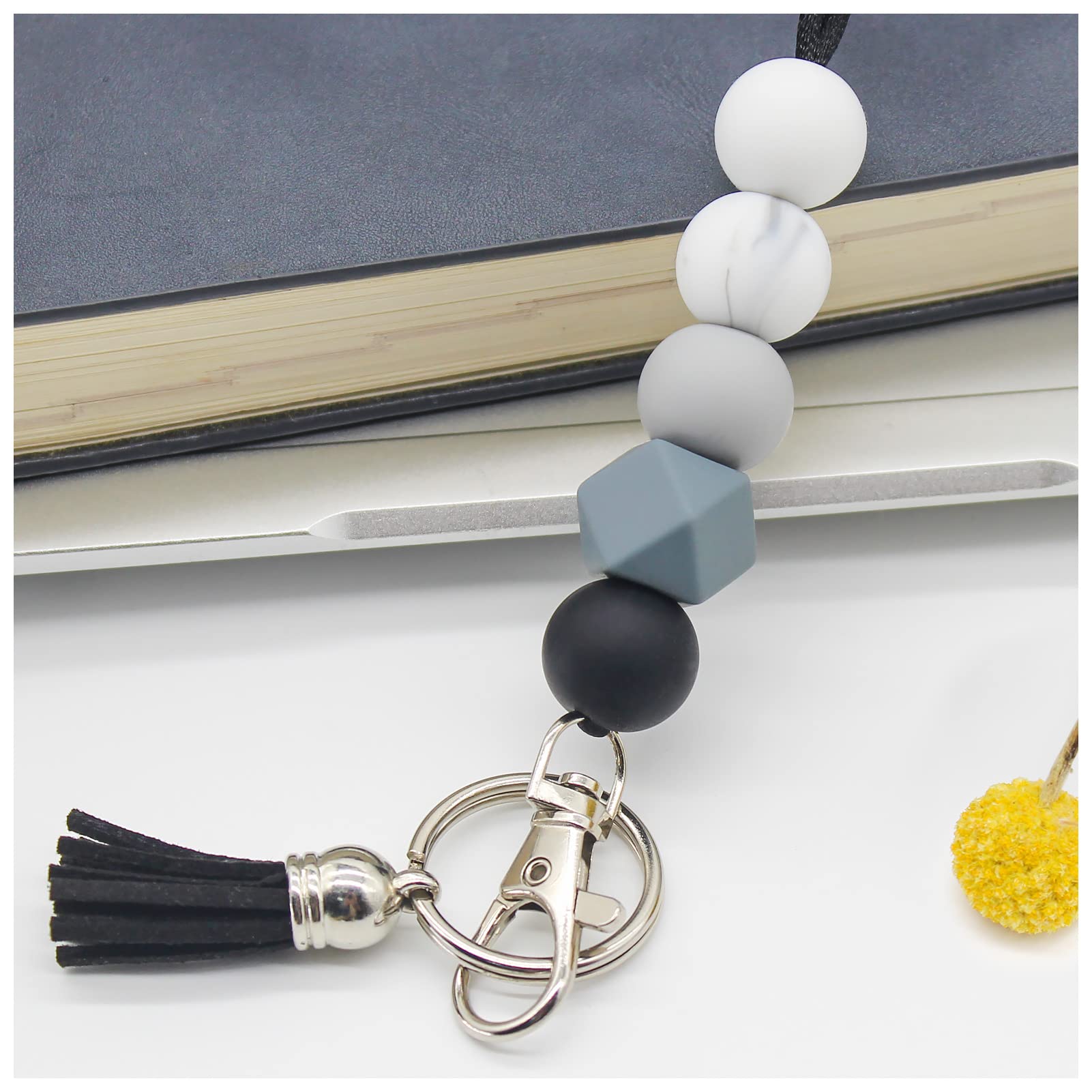 Stylish Silicone Bead Lanyards for Women - ID Badge Holder & Keychain for Teachers, Nurses, Teens