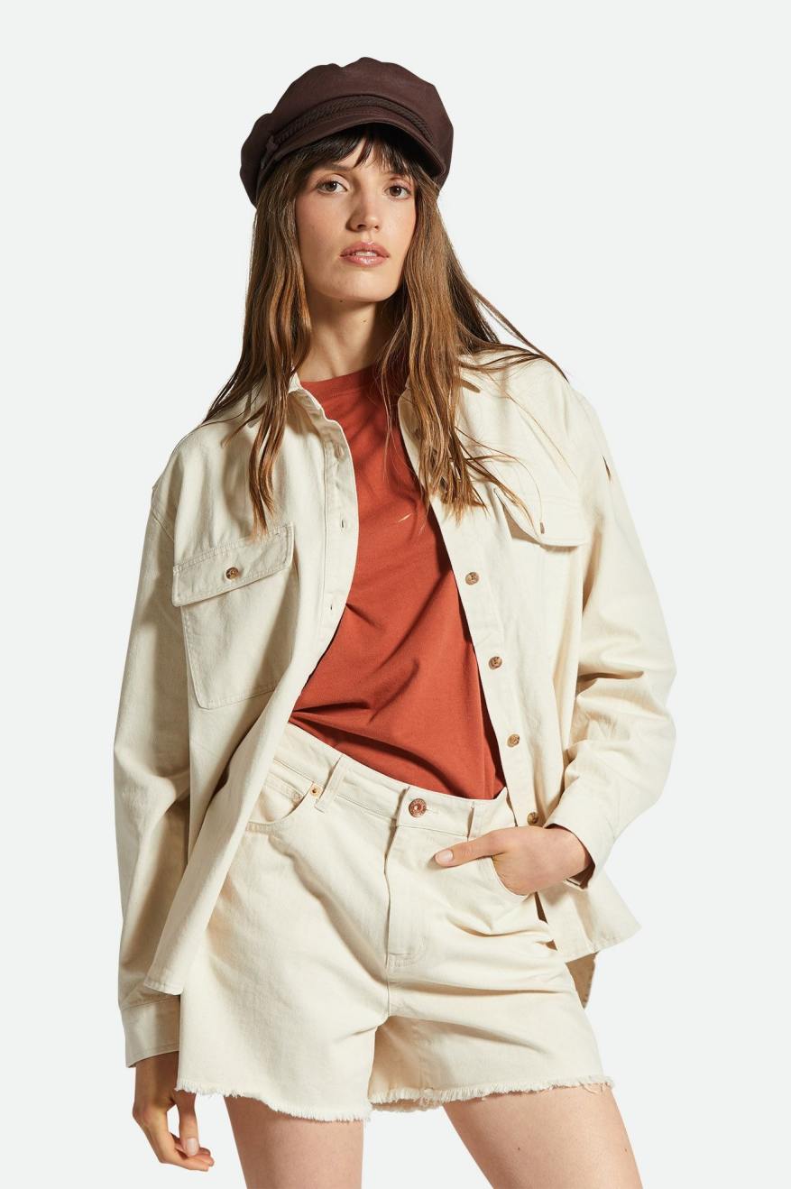 Bowery Boyfriend Long Sleeve Overshirt in Natural - Stylish & Comfortable Layering for Casual Outings & Date Nights
