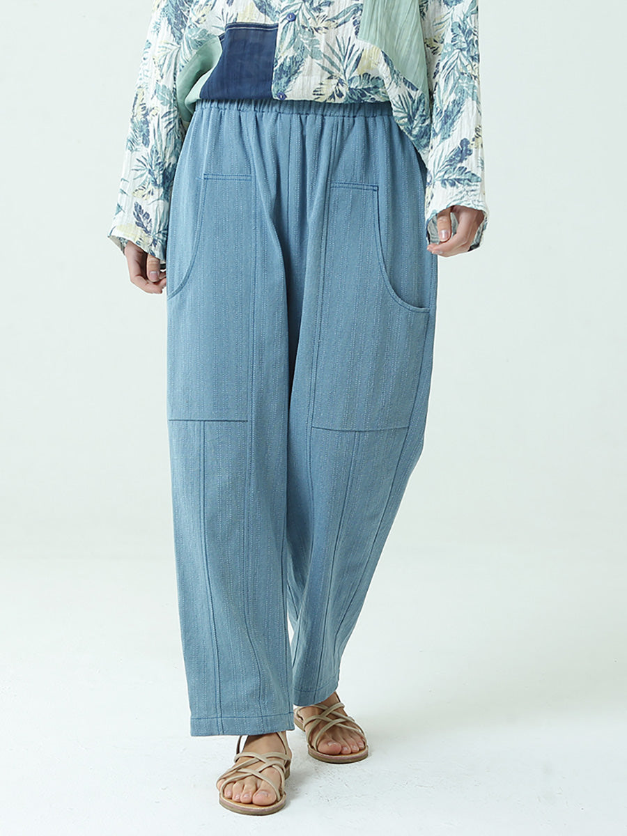 Plus Size Elastic Waist Women's Casual Loose Pants for Spring - Comfortable Stretchy Trousers for Work, Travel & Everyday Wear