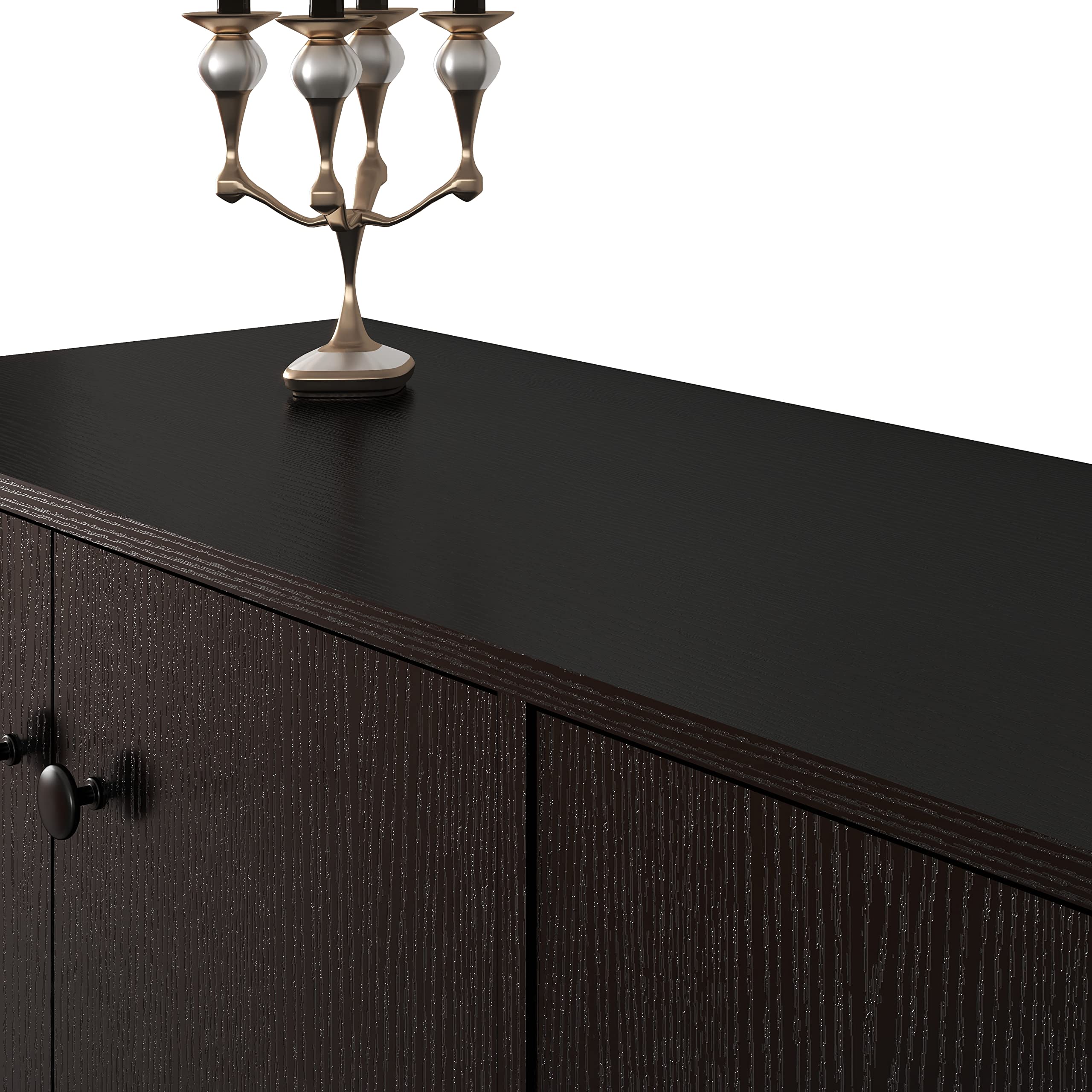 Panana Sideboard Buffet Cabinet - 4 Door Kitchen Storage & Living Room Console Table in Black | Perfect for Dining Room Organization & Entryway Decor