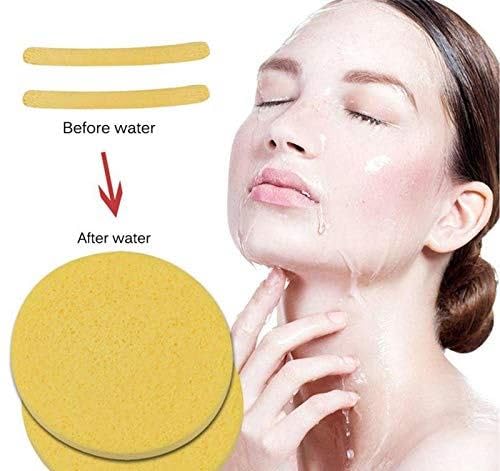 BRIKSHI Soft Washable Facial Cleansing Sponge Puff - 3 Pack Gentle Exfoliating Makeup Remover Pads (Yellow) for Daily Skincare & Travel