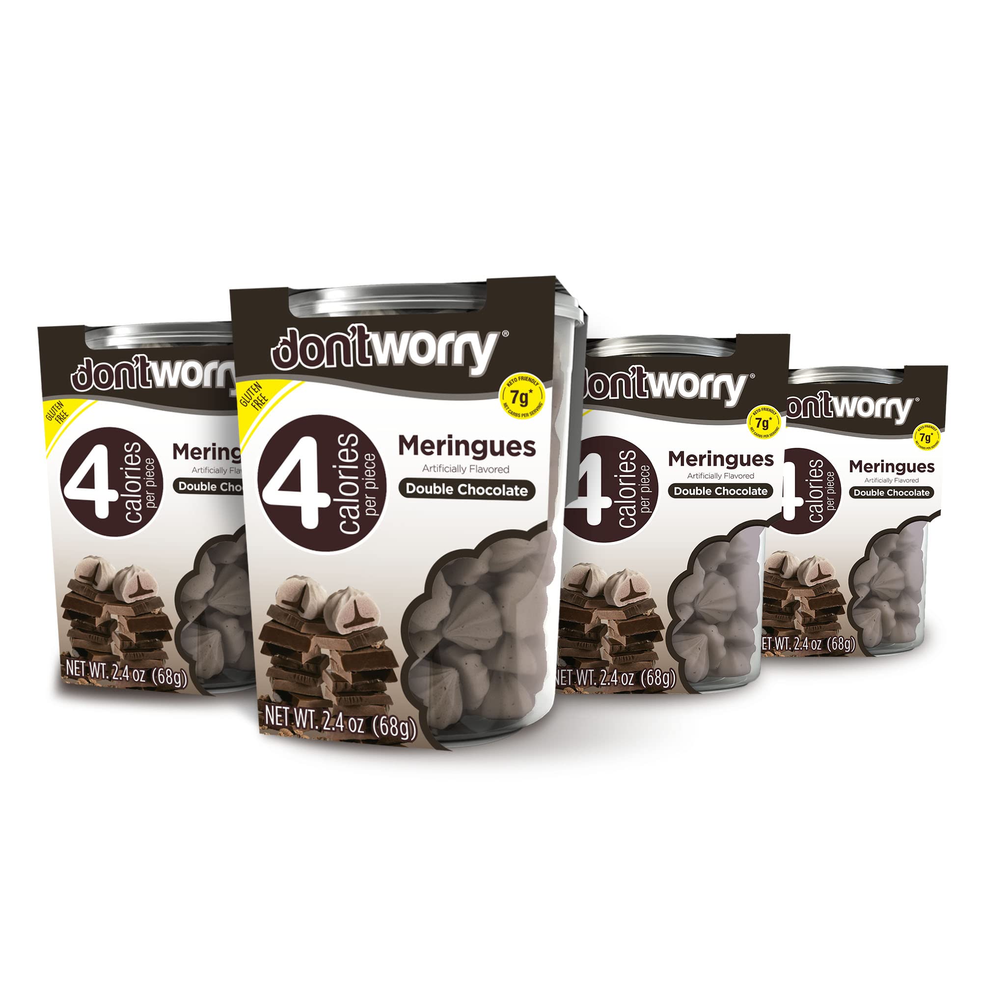 Keto Friendly Chocolate Filled Meringue Cookies - 4 Calorie Gluten Free, Low Carb & Sugar Snacks for Adults | Perfect for Weight Loss, Diabetic Diet & Healthy Lifestyle - 4 Pack