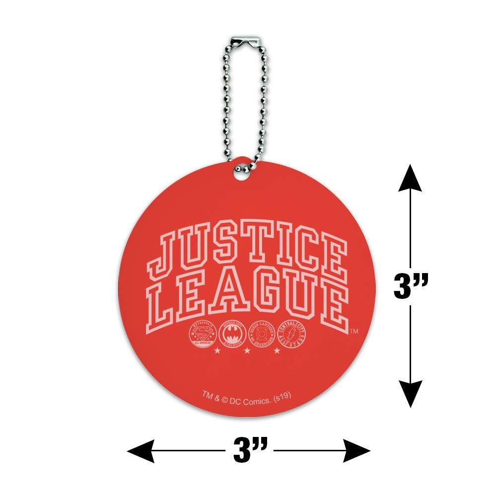 Justice League Superhero Logo Round Luggage ID Tag - Durable Suitcase & Carry-On Baggage Identifier for Travel, Business Trips & Vacations
