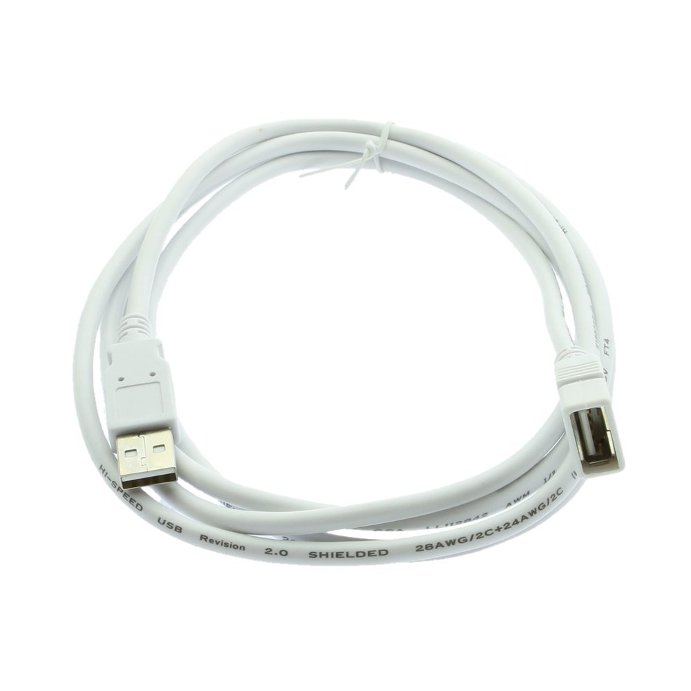 6ft USB 2.0 Extension Cable (A Male to A Female) - High Speed Data Transfer for Computer, Printer, Keyboard & Home Office Setup - White