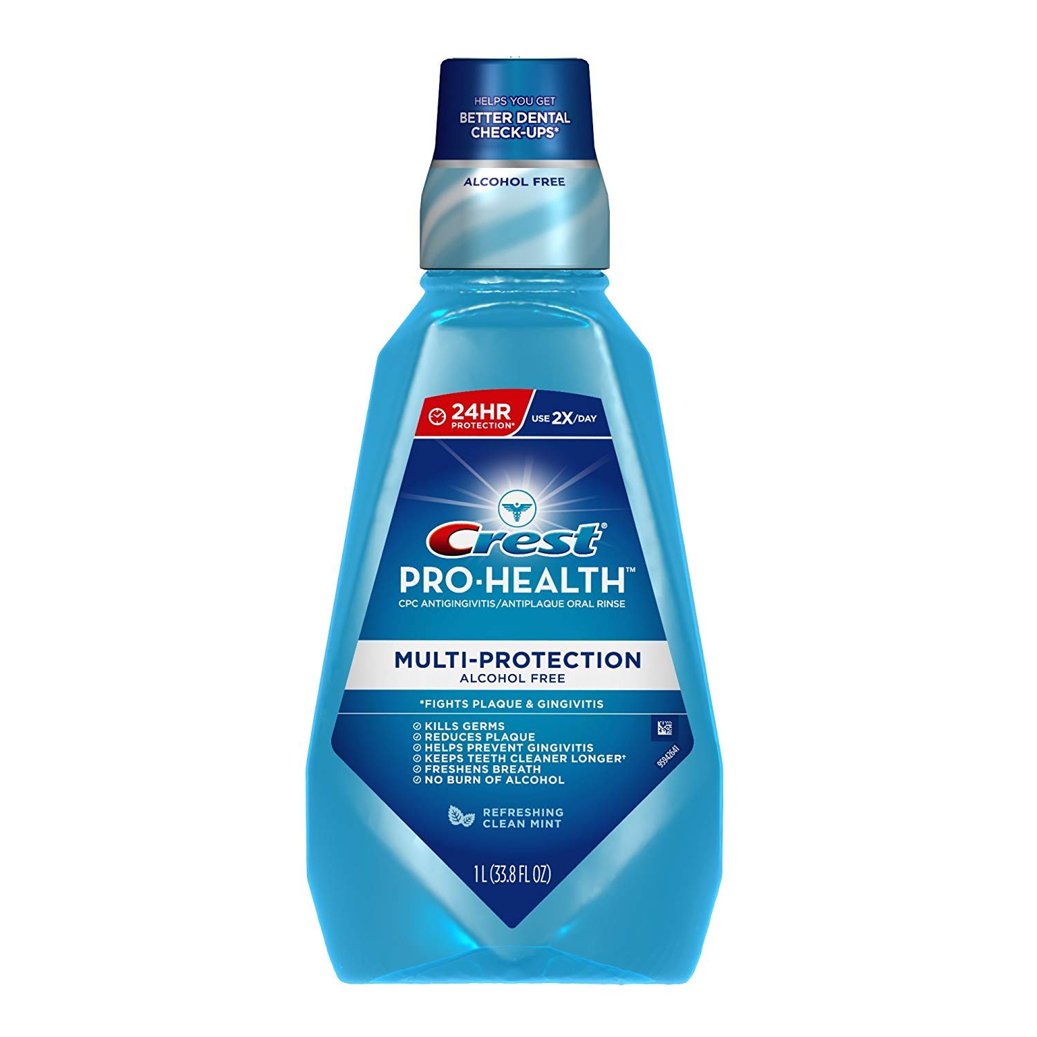 Crest Pro Health Advanced Mouthwash with Refreshing Clean Mint - 1 Liter Bottle for Fresh Breath & Oral Hygiene - Perfect for Daily Use at Home, Office, or Travel