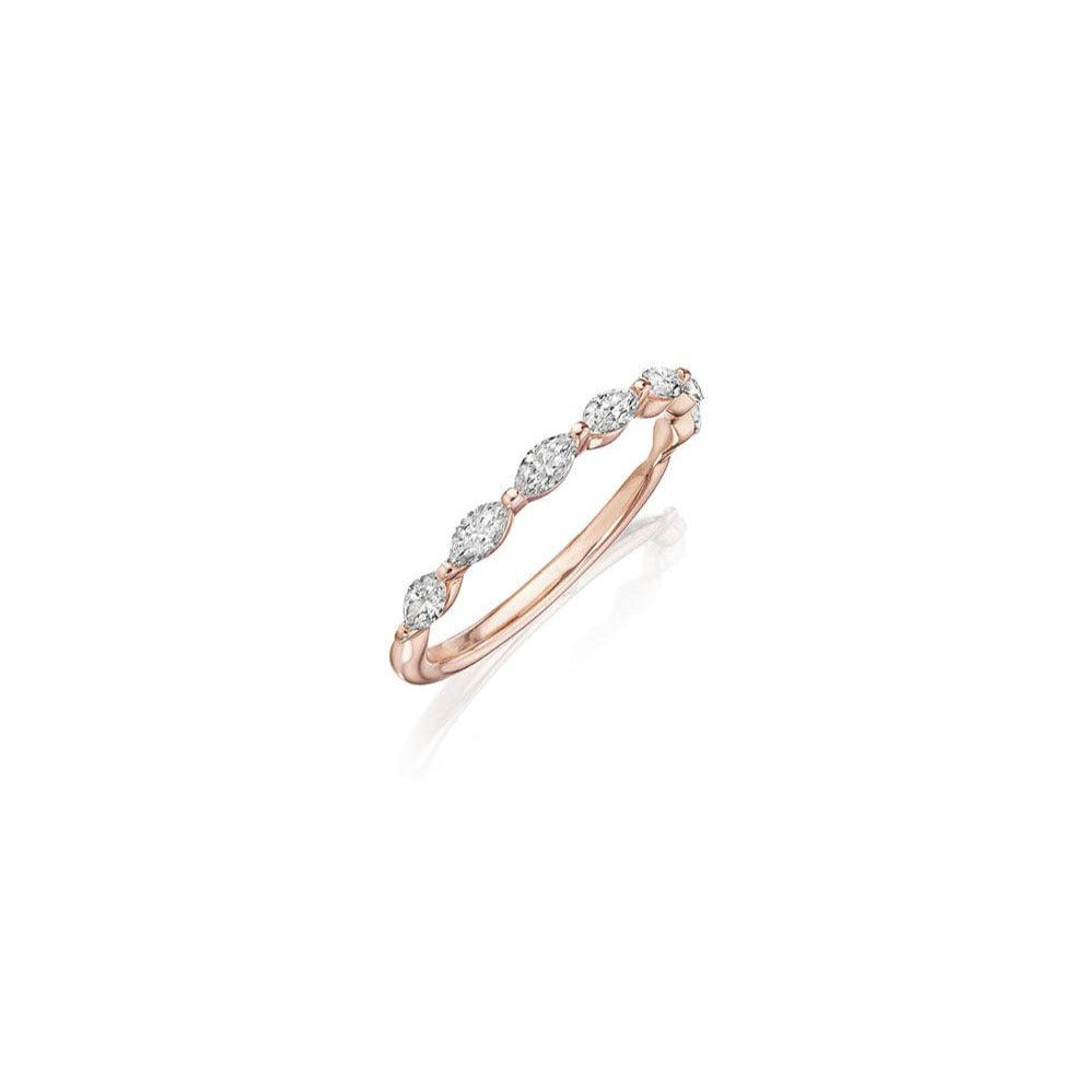 Rose Gold Marquise Diamond Band Ring for Women - Elegant Stackable Wedding Band, Anniversary Gift - Perfect for Bridal Jewelry & Special Occasions