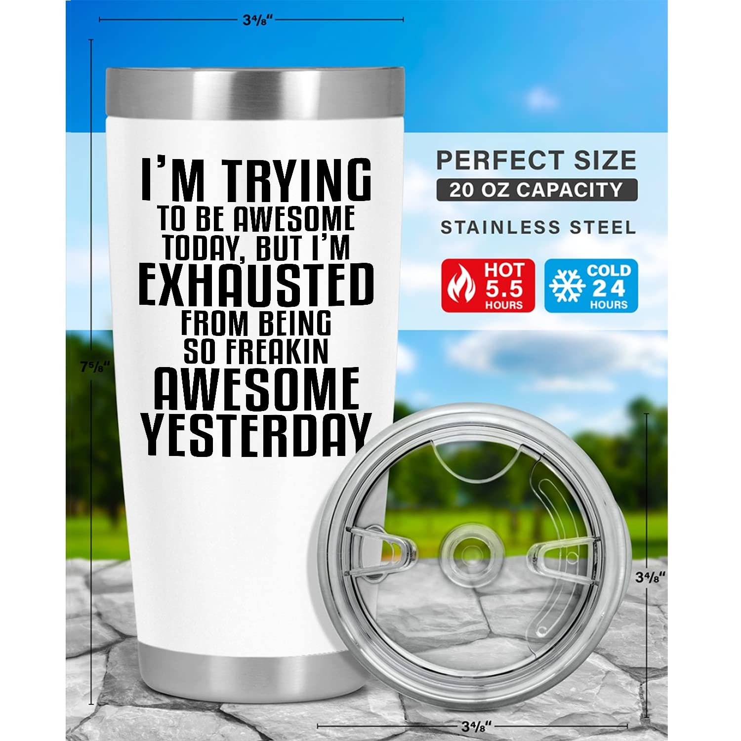 Personalized 20Oz Stainless Steel Coffee Tumbler with Funny Quote - Custom Name Insulated Travel Mug for Hot & Cold Drinks - Perfect Gift for Friends, Coworkers & Coffee Lovers - Great for Office, Gym, Commute & Outdoor Activities