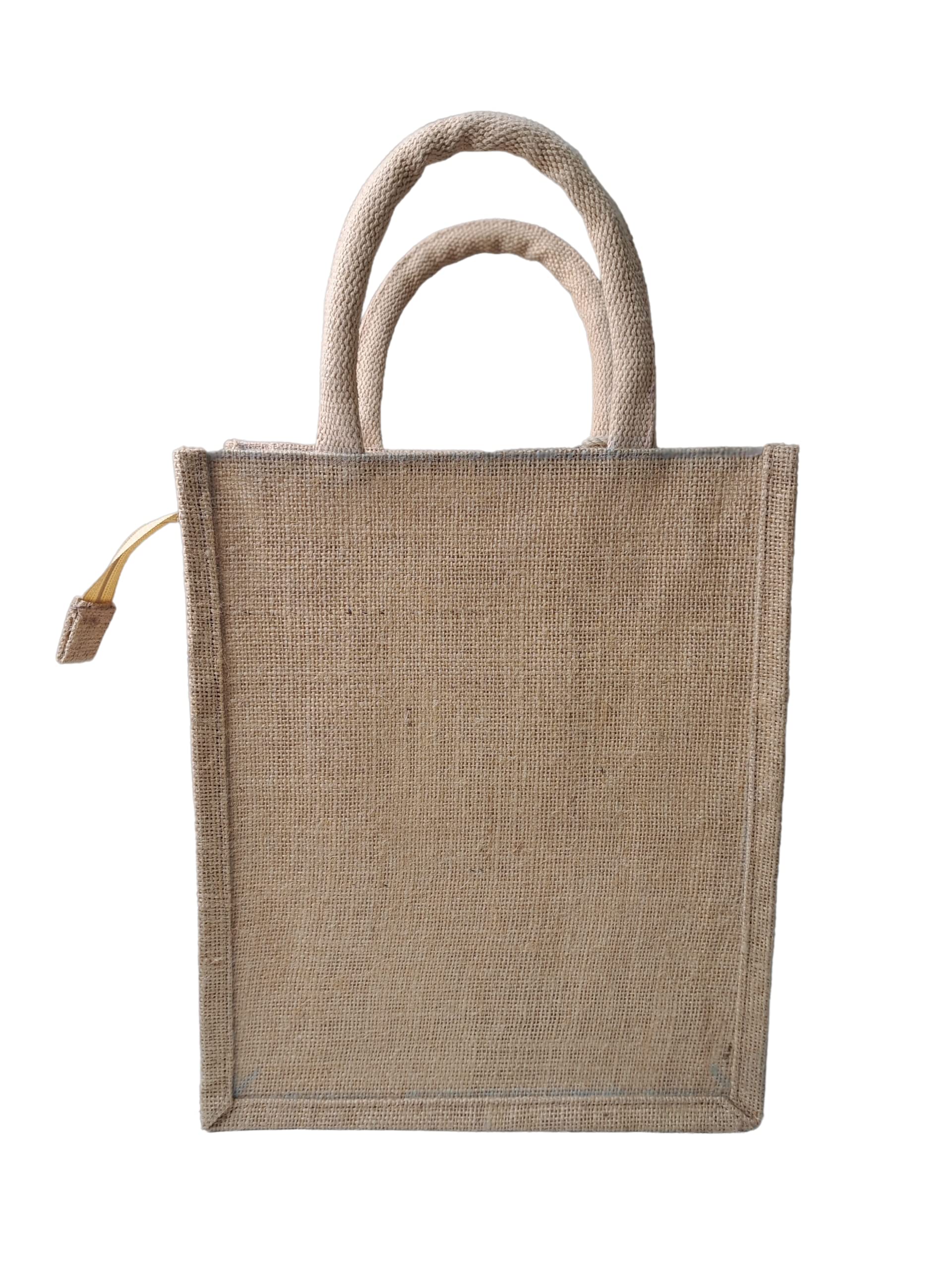 Eco-Friendly Jute Tote Bag with Zipper Closure - Durable Unisex Cotton Shopper for Lunch, Work, Groceries & Beach - Stylish Reusable Shopping Bag for Women & Men
