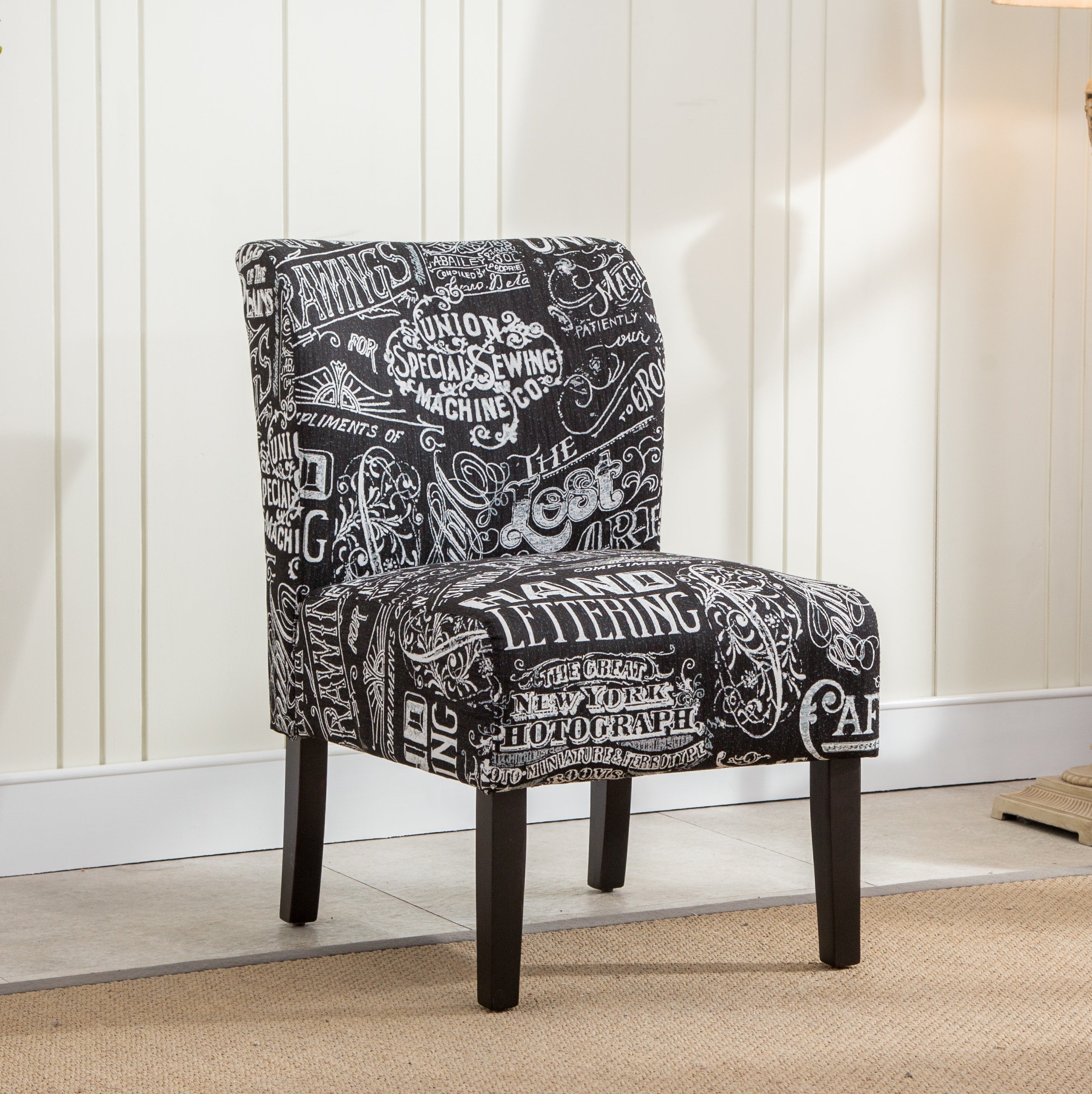 Modern Capa Fabric Armless Accent Chair by Roundhill Furniture - Stylish Contemporary Living Room Seating for Home Office, Lounge & Reading Nook