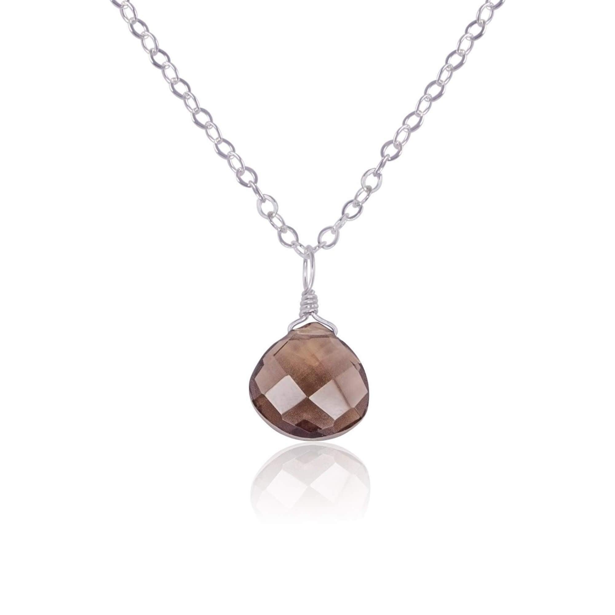 Tiny Smoky Quartz Teardrop Crystal Pendant Necklace - Elegant Healing Stone Jewelry for Women, Perfect for Meditation, Yoga & Spiritual Gifts