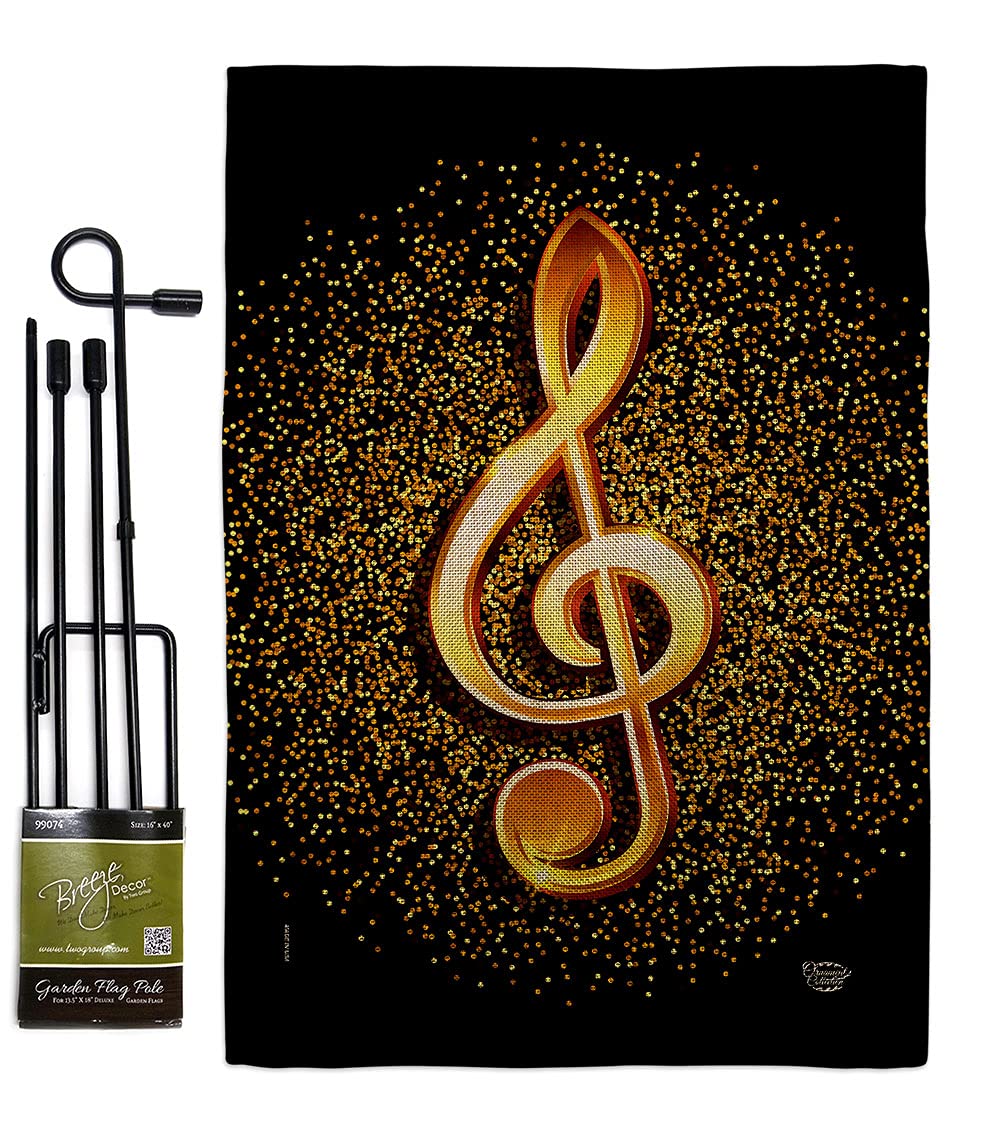 Music Clef Burlap Garden Flag Set - Double-Sided Yard Decor for Music Lovers