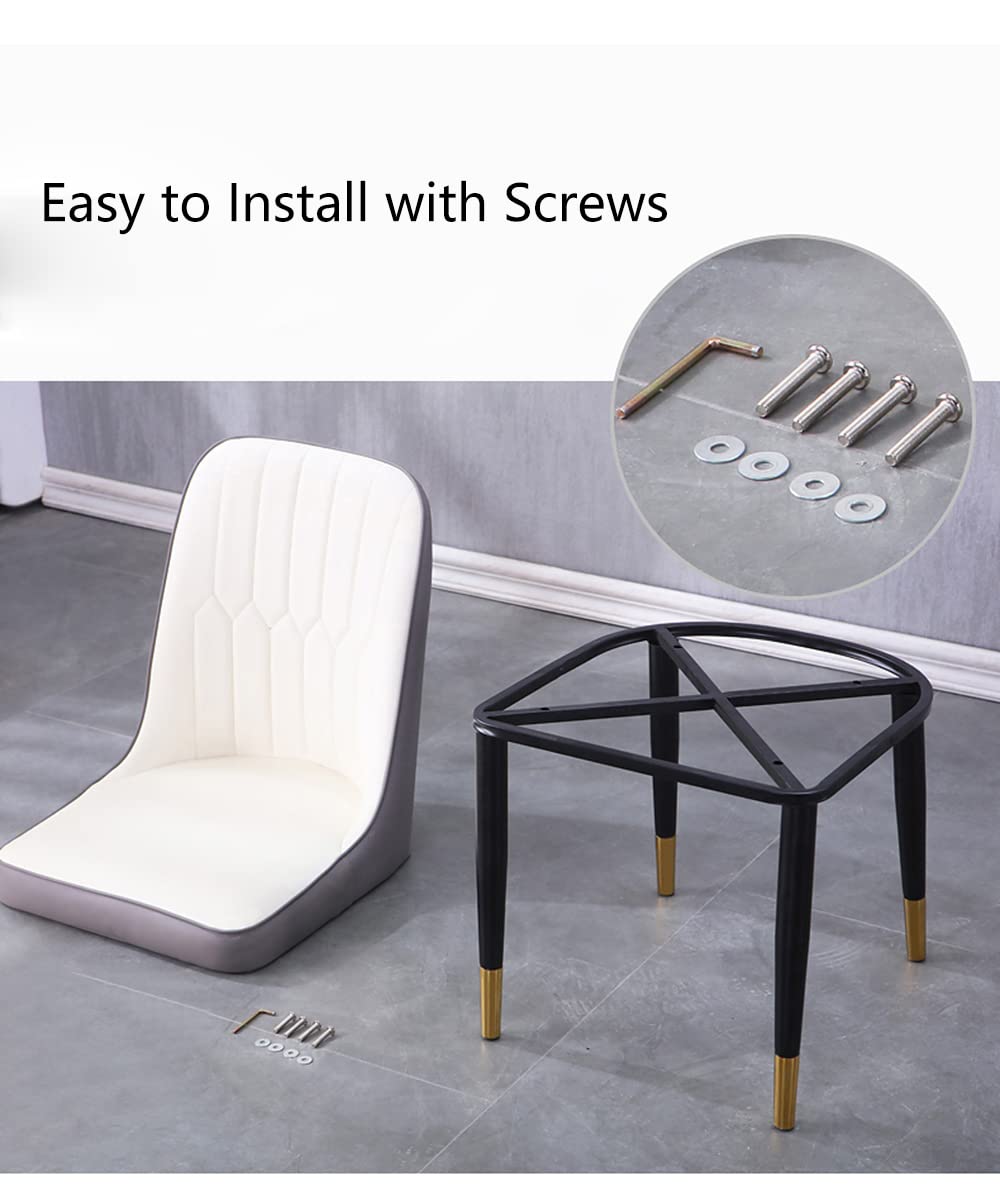 Modern Parsons Side Chairs Set of 2 - Upholstered Leather Dining Chairs with Brass Gold Metal Legs for Restaurant, Kitchen & Home Decor - Black Contemporary Seating for Dining Room & Office