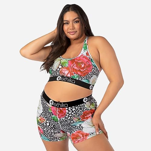 Ethika Women's Sports Bra - Wild Rose Print | High Support Workout Top for Running, Yoga & Gym | Comfortable & Breathable Activewear