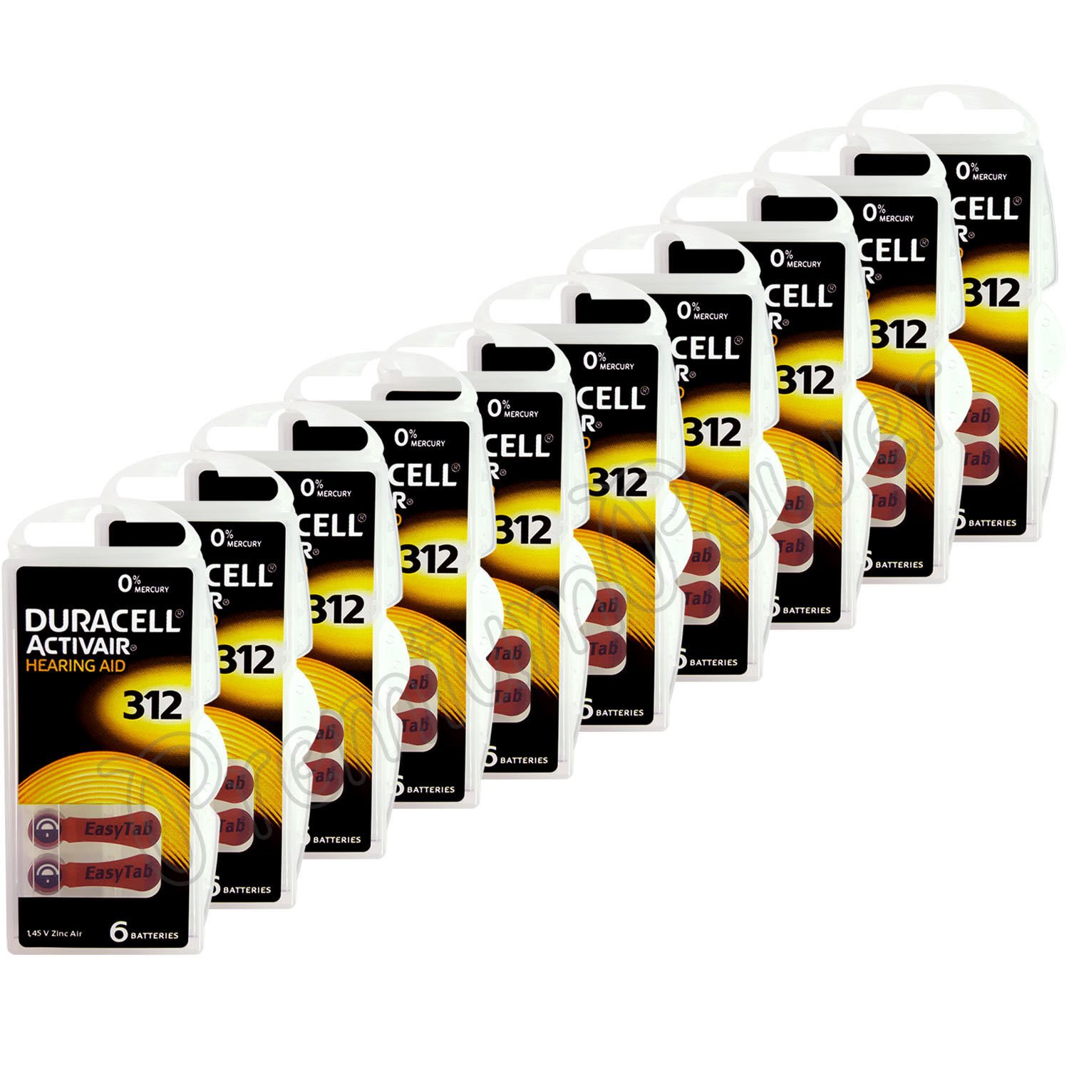 Duracell 312 Hearing Aid Batteries - 60 Count Pack | Long-Lasting Power for Hearing Aids & Assistive Devices | Perfect for Travel, Work & Daily Use