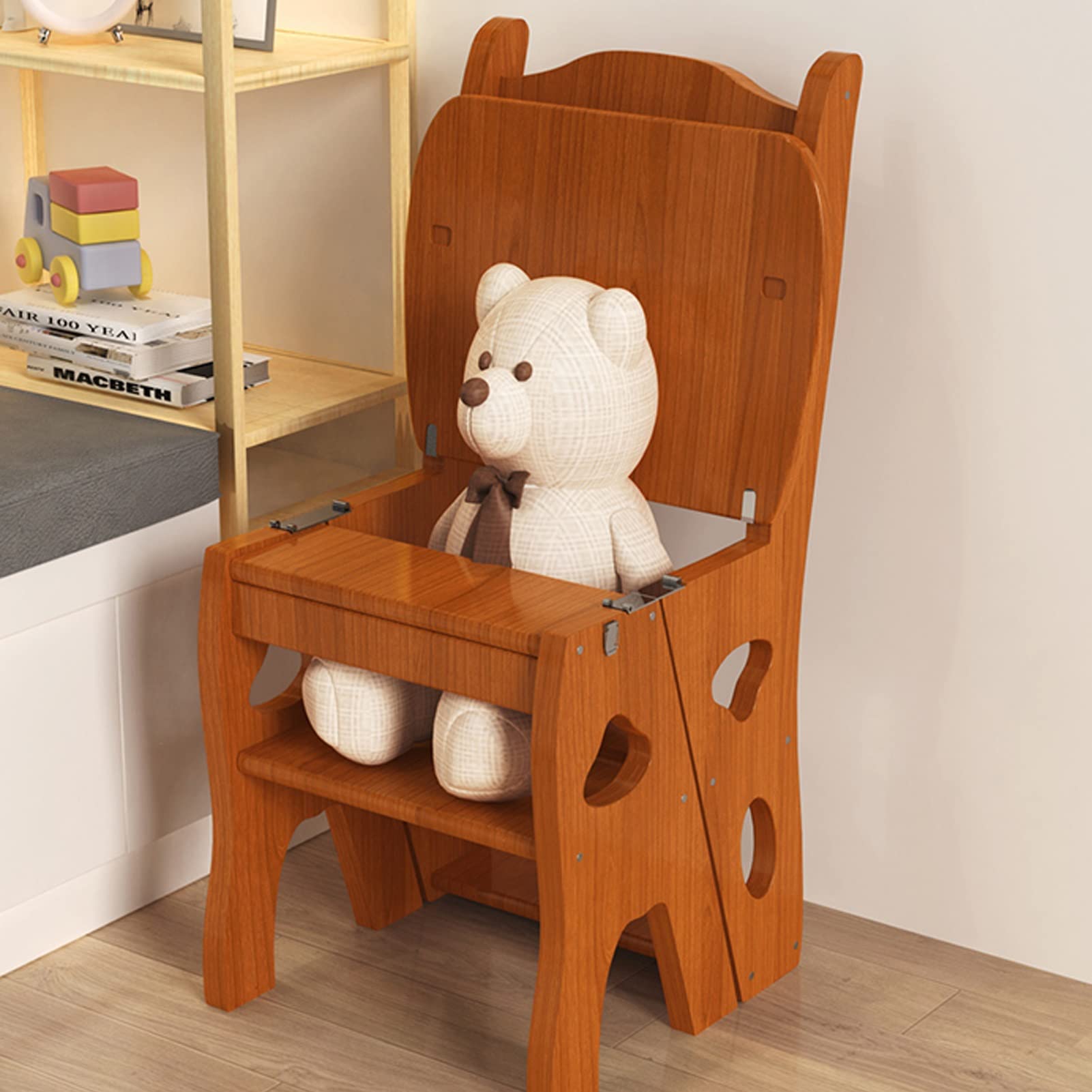AYVADA 4-Step Folding Ladder Stool, 2-in-1 Combination Step Stool and Bookshelf Display Stand - Perfect for Home, Office, and Library Organization