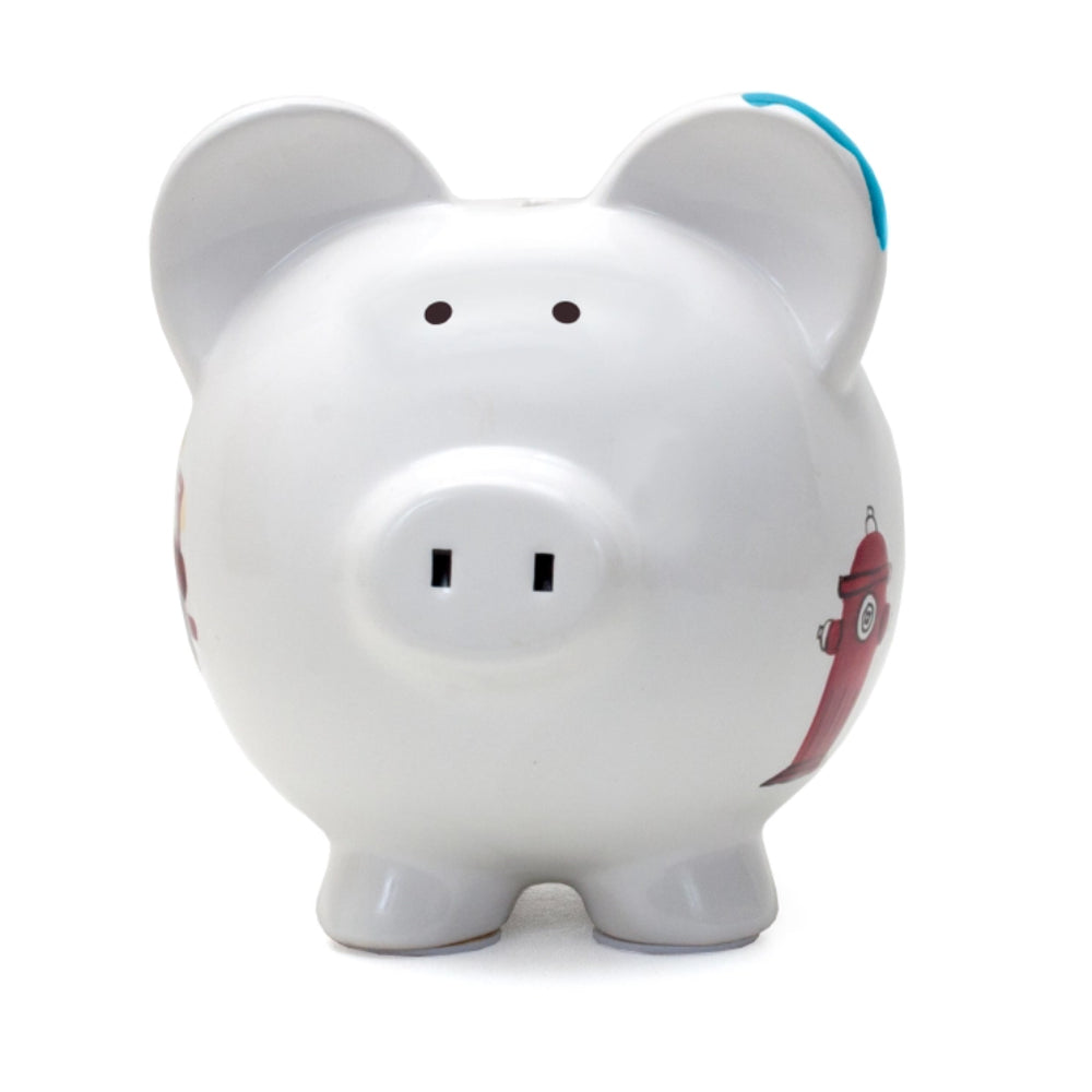 Child To Cherish Firetruck Piggy Bank - Fun & Educational Savings Bank for Kids - Perfect Gift for Birthday, Christmas & Financial Literacy Learning