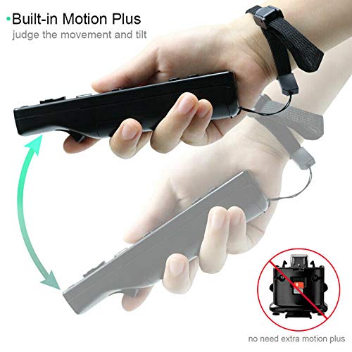 2 in 1 Wireless Game Controller with Motion Plus for Nintendo Wii & Wii U - Ergonomic Joystick with Silicone Case & Wrist Strap (Black) - Perfect for Family Game Nights & Interactive Gaming Sessions