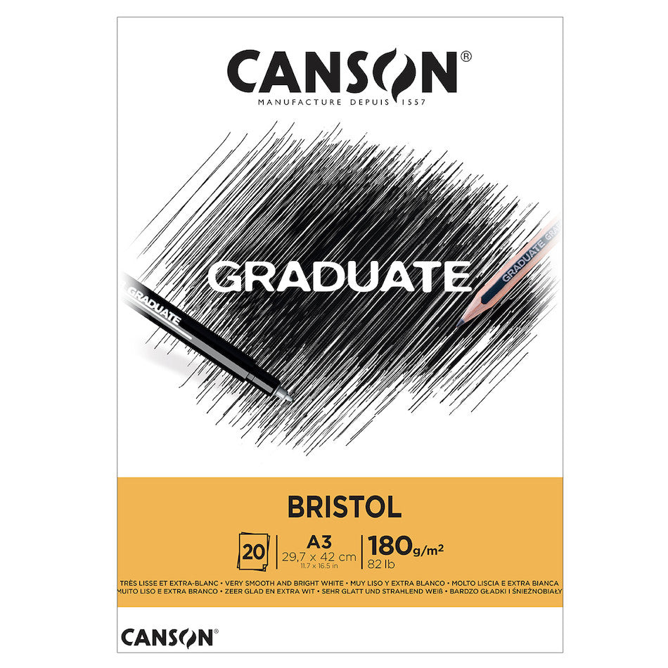 Canson Graduate Bristol Pad A3 - Premium Smooth Surface Drawing Paper for Artists, Sketching, Illustration & Calligraphy - Perfect for Professional Artwork & Creative Projects
