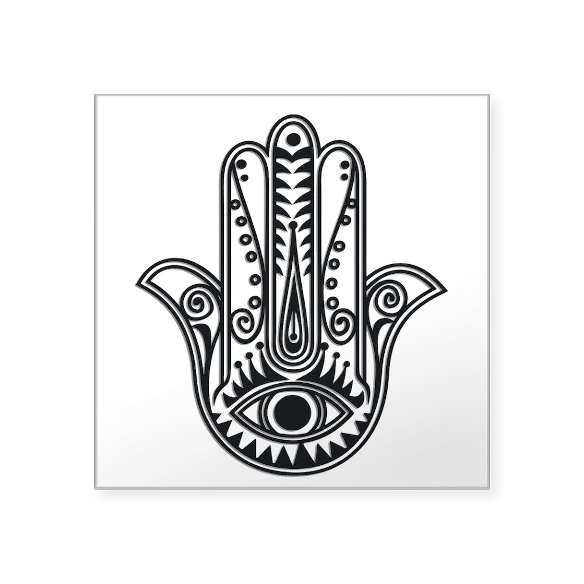 Hamsa Hand Sticker - Square Bumper Sticker & Car Decal for Cars, Laptops, Windows | Spiritual Protection & Good Luck Charm | CafePress Brand
