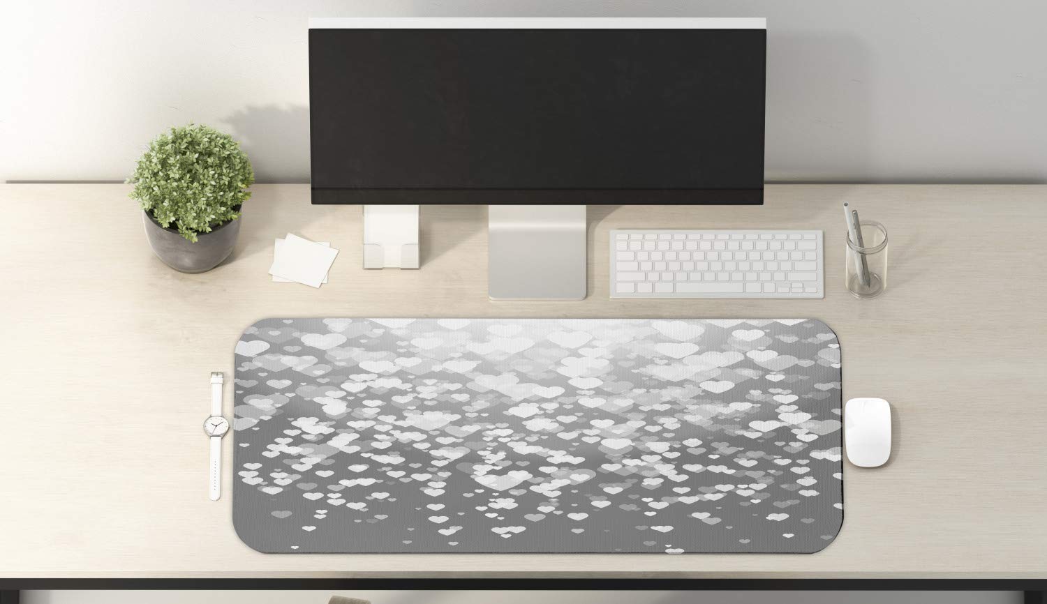 Ambesonne Love Themed Computer Mouse Pad - Abstract Heart Silhouette & Sunshine Design for Marriage, Passion & Party - Non-Slip Rubber Gaming Mousepad (31