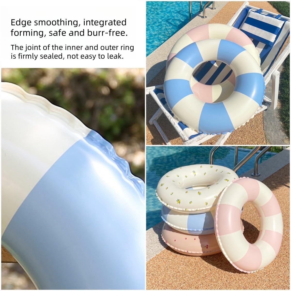 Best Inflatable Pool Floats for Kids Ages 5-10 - Striped Swim Rings & Fun Floaties for Beach, Pool & Summer Water Play | Perfect for Backyard Swimming, Vacation & Kids' Water Toys