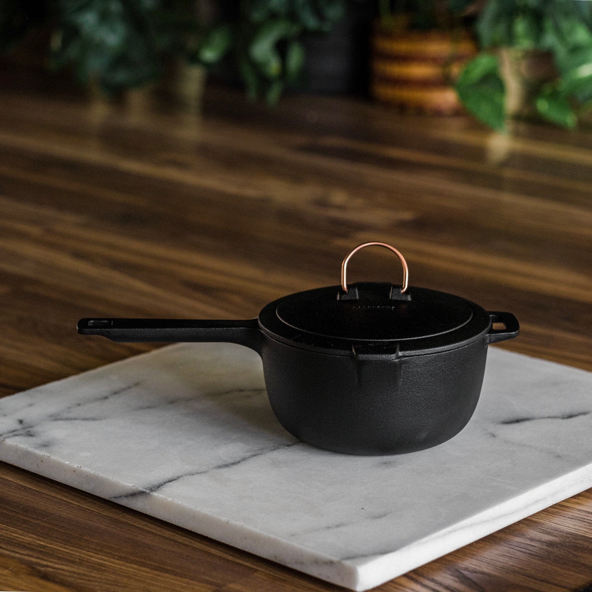 Premium Enamel Lined Cast Iron Saucepan - 3.5 Quart Dutch Oven with Lid - Even Heat Distribution for Stovetop, Oven & Camping - Perfect for Soups, Stews & Braising
