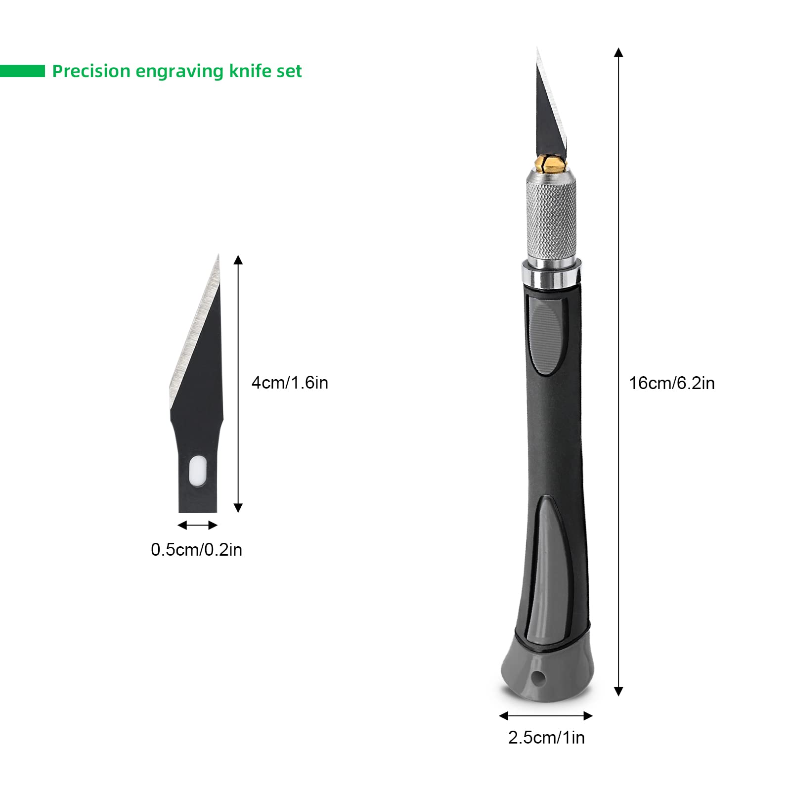 FOSHIO 2 Pack Precision Craft Knife Set with 20 Replacement Blades - Ergonomic Non-Slip Handle & Protective Cover - Perfect for Art, Scrapbooking, Stenciling, DIY Projects & Model Making (Grey)