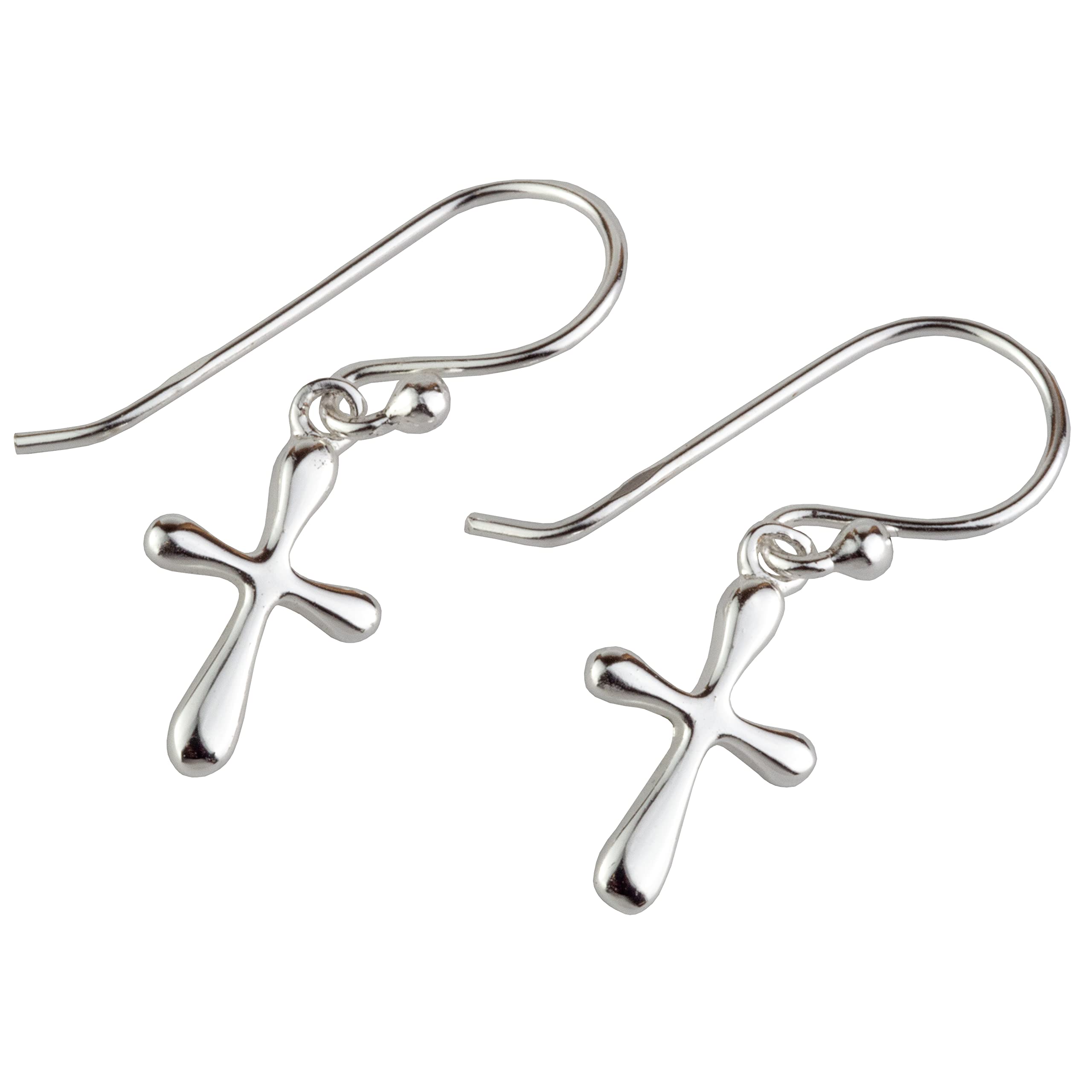 925 Sterling Silver Tiny Dangling Cross Threader Earrings - Small Dangle Bubble Cross Design for Women | Perfect for Church, Weddings & Everyday Wear