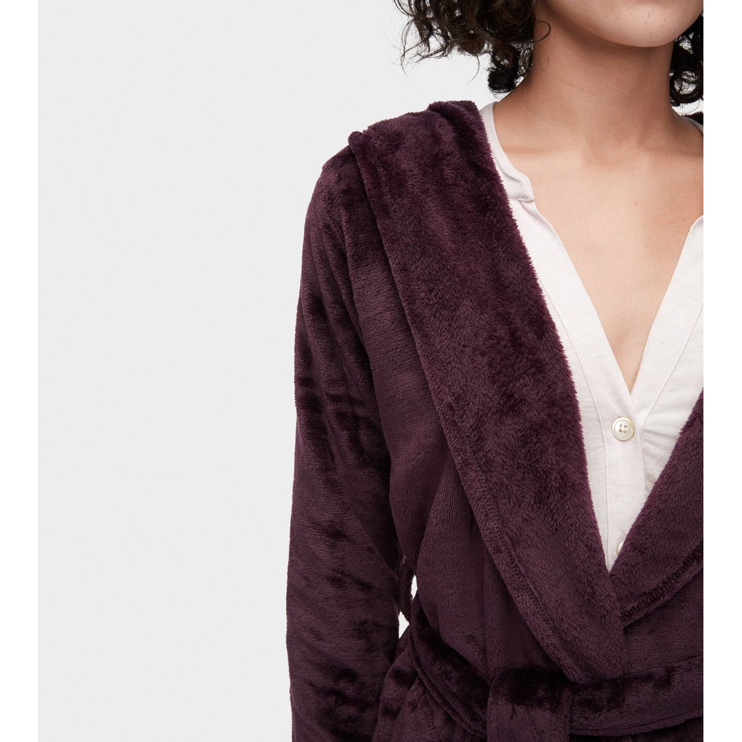 UGG Women's Miranda Fleece Robe in Port - Soft Plush Fleece Bathrobe for Women, Cozy Loungewear for Relaxing at Home, Spa Days & Winter Comfort