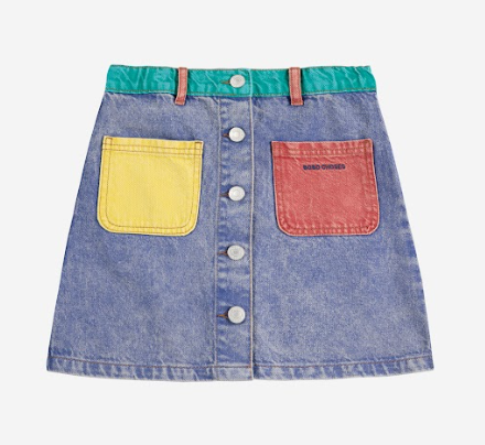 BOBO CHOSES Color Block Denim Skirt for Girls (2-11 Years) - Stylish & Comfortable Kids' Fashion for School, Play & Everyday Wear