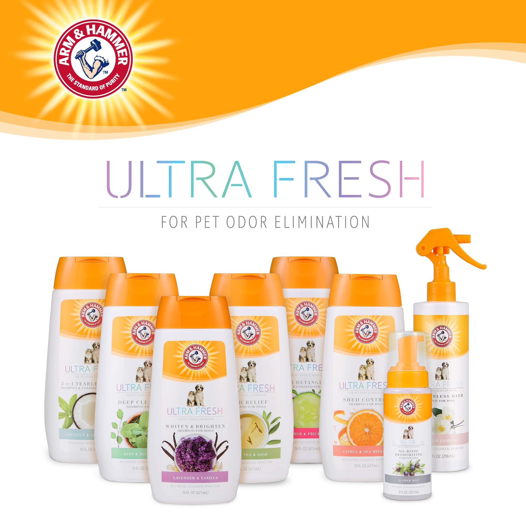 Arm & Hammer Ultra Fresh 2-in-1 Tearless Puppy Shampoo & Conditioner with Baking Soda - Coconut Lime Verbena Scent for Odor Neutralization & Gentle Cleaning | Perfect for Bathing Puppies & Dogs with Sensitive Skin