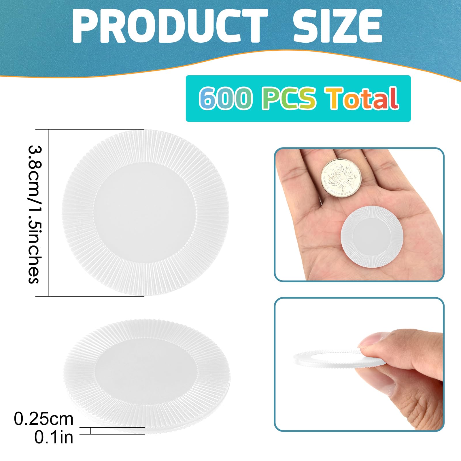 Coopay 600-Piece Plastic Poker Chips Set - 38mm/1.5 Inch White Bingo Chips for Card Games, Math Counting Practice, Teaching Rewards & Casino Night Fun - Bulk Learning Counters & Game Tokens for Home, Classroom & Party Use